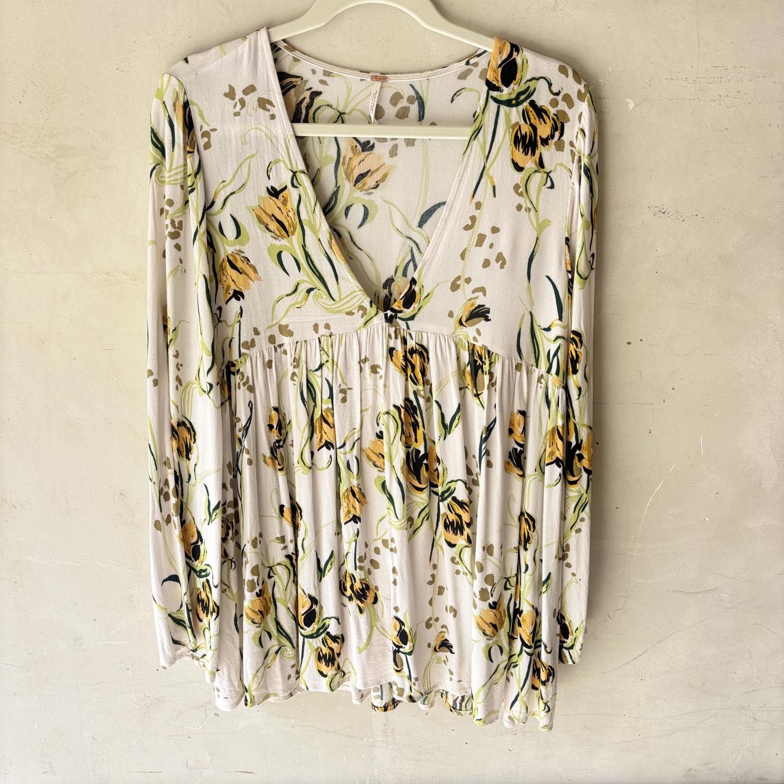 Free People Free People Floral Long Sleeve Peplum Blouse Size S / US 4 / IT 40 - 1 Thumbnail