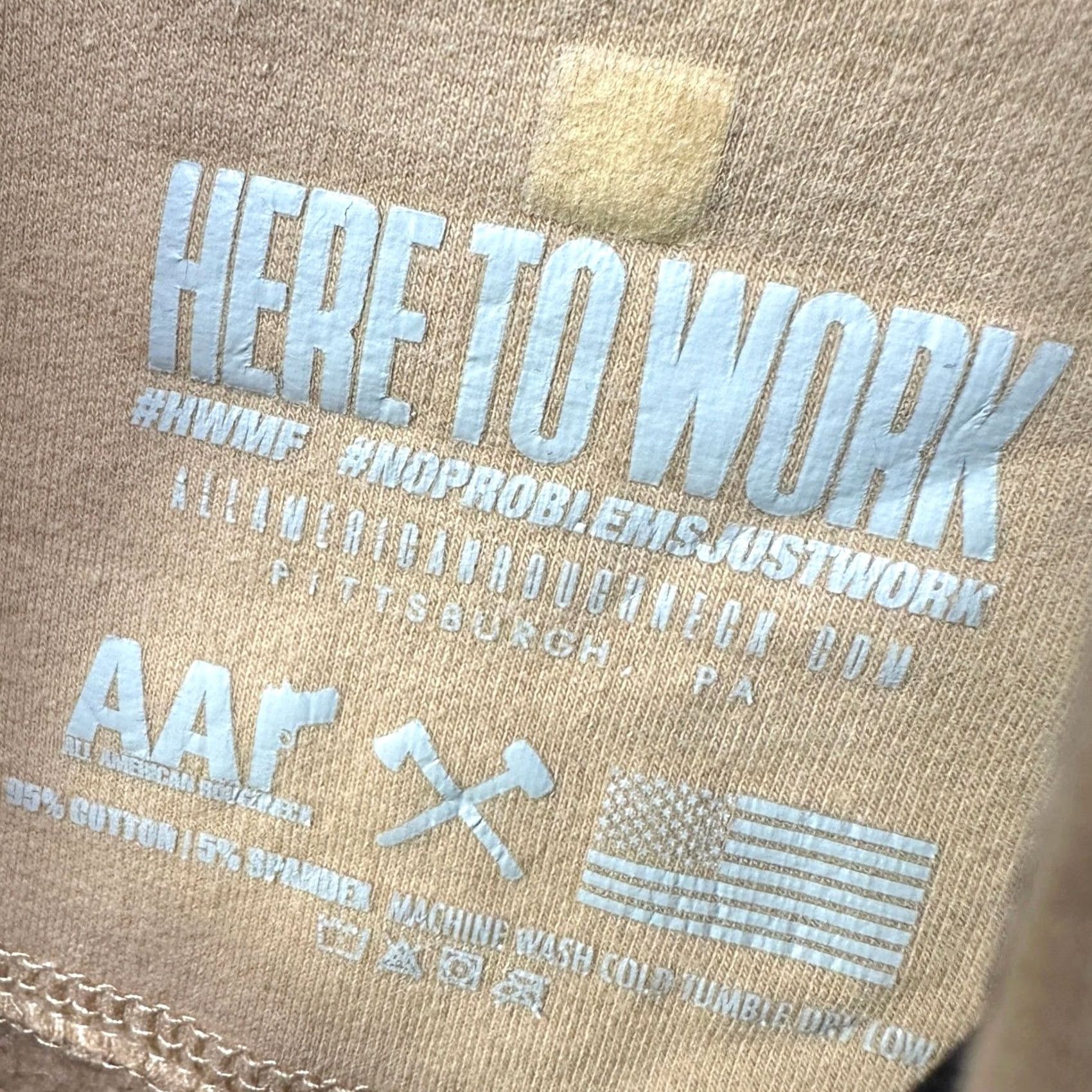 Hereu AAF Here To Work Mens Medium Hoodie Pullover Beige Drawstring Stretch Authentic Size US M / EU 48-50 / 2 - 4 Thumbnail