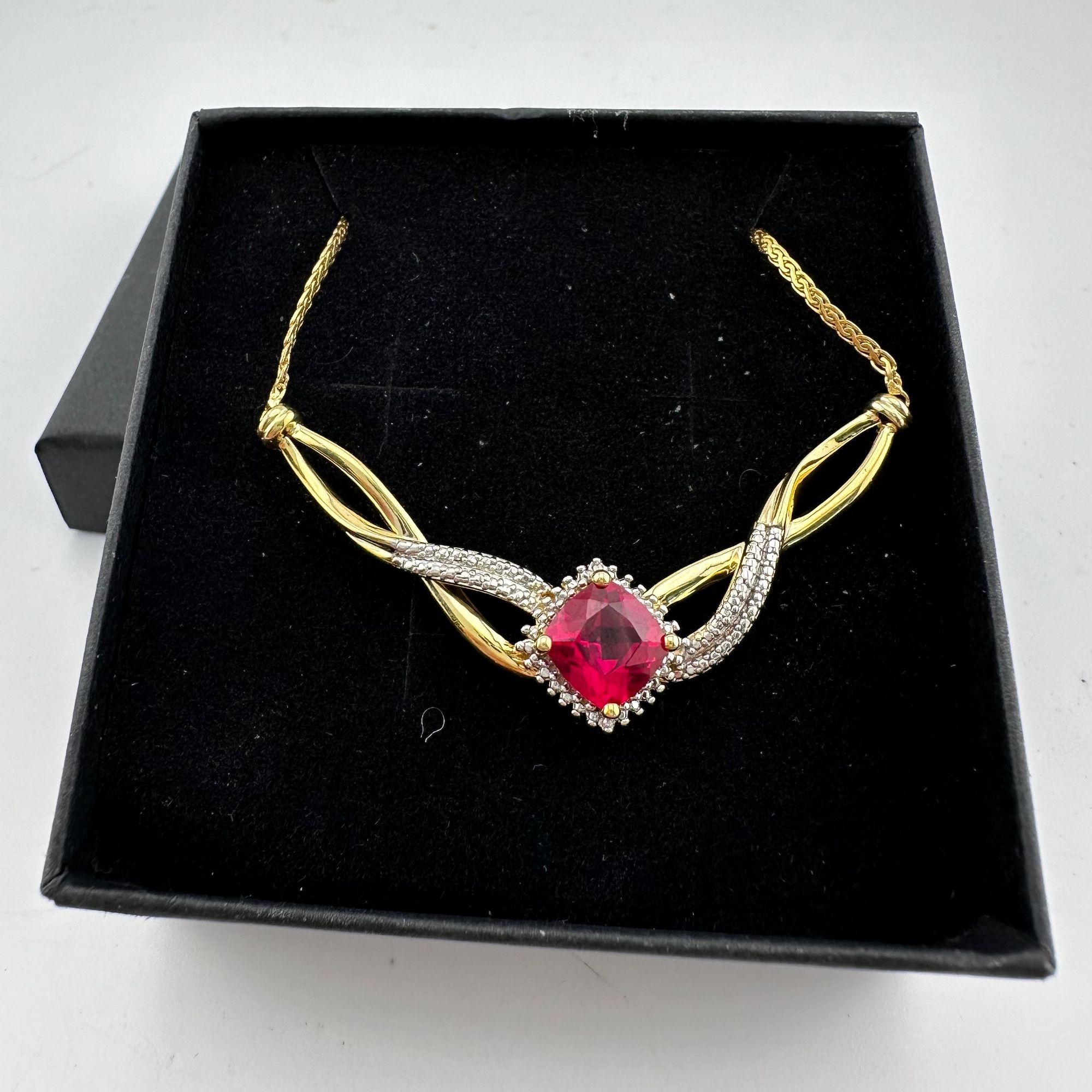Other Elegant Lab Created Ruby and White Sapphire Infinite Loop Ne Size ONE SIZE - 12 Thumbnail