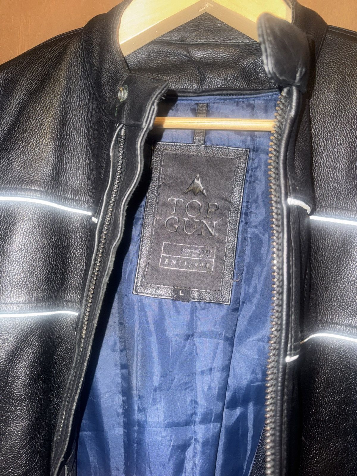 Other Top Gun Black Leather Motorcycle Zip Up Jacket Size US L / EU 52-54 / 3 - 3 Thumbnail