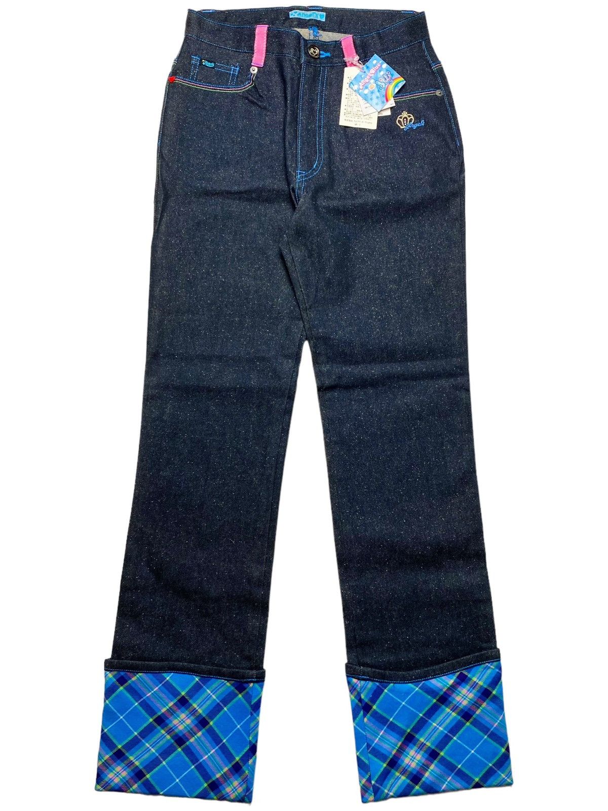 Hysteric Glamour 2000s Angel Blue - Folded Glitter Denim Pants Size 27" / US 4 / IT 40 - 1 Thumbnail