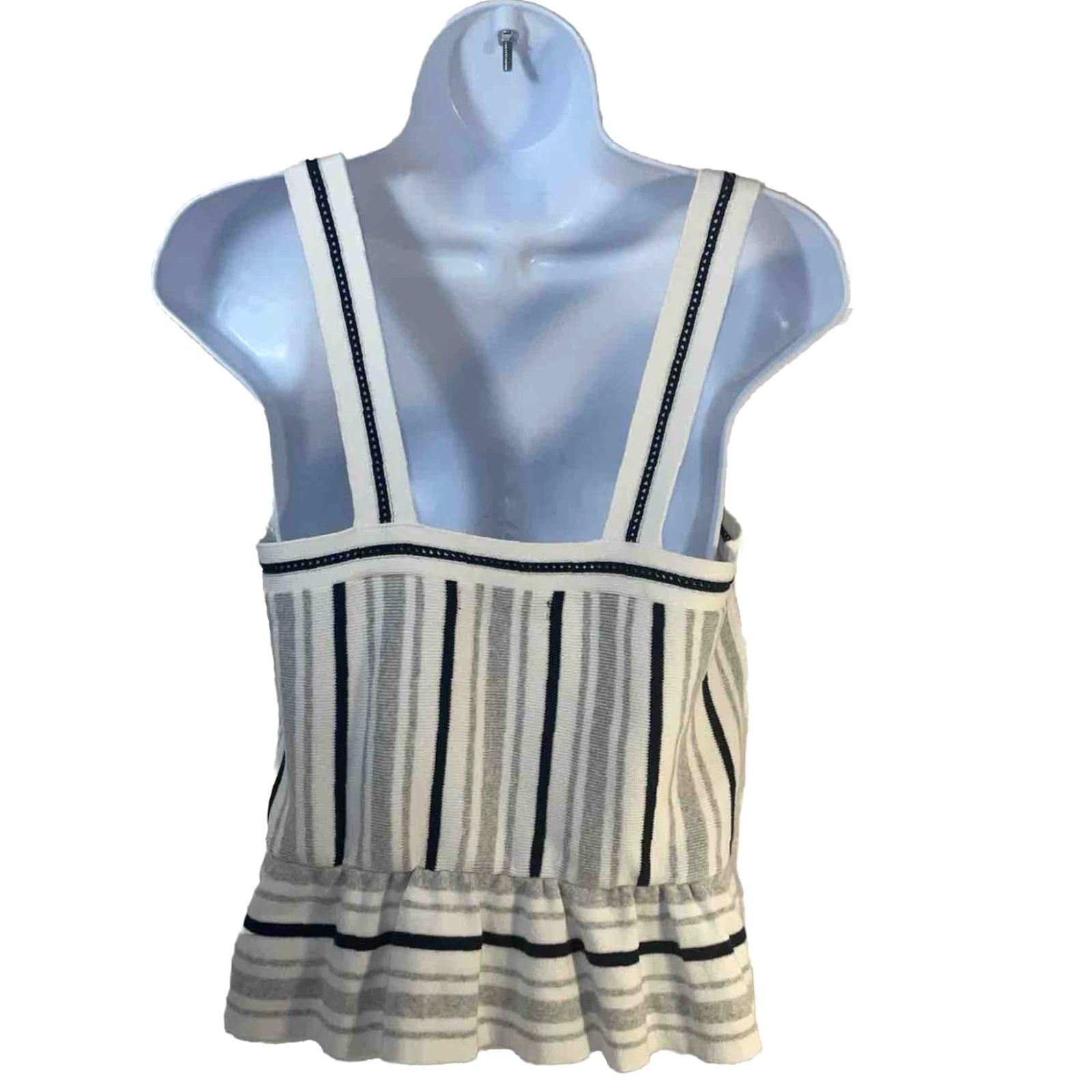 Banana Republic Banana Republic Top Tank Women Small Gray Navy Blue White Stripes Casual Knit Spaghetti Straps Sleeveless multicolor Regular Fit RN54023 Size S / US 4 / IT 40 - 4 Thumbnail