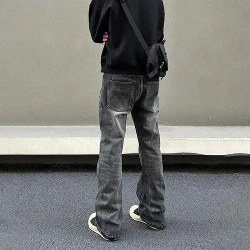 Jean Ripped Jeans Men Black Streetwear Y2k Denim Pants Size US 30 / EU 46 - 4 Thumbnail