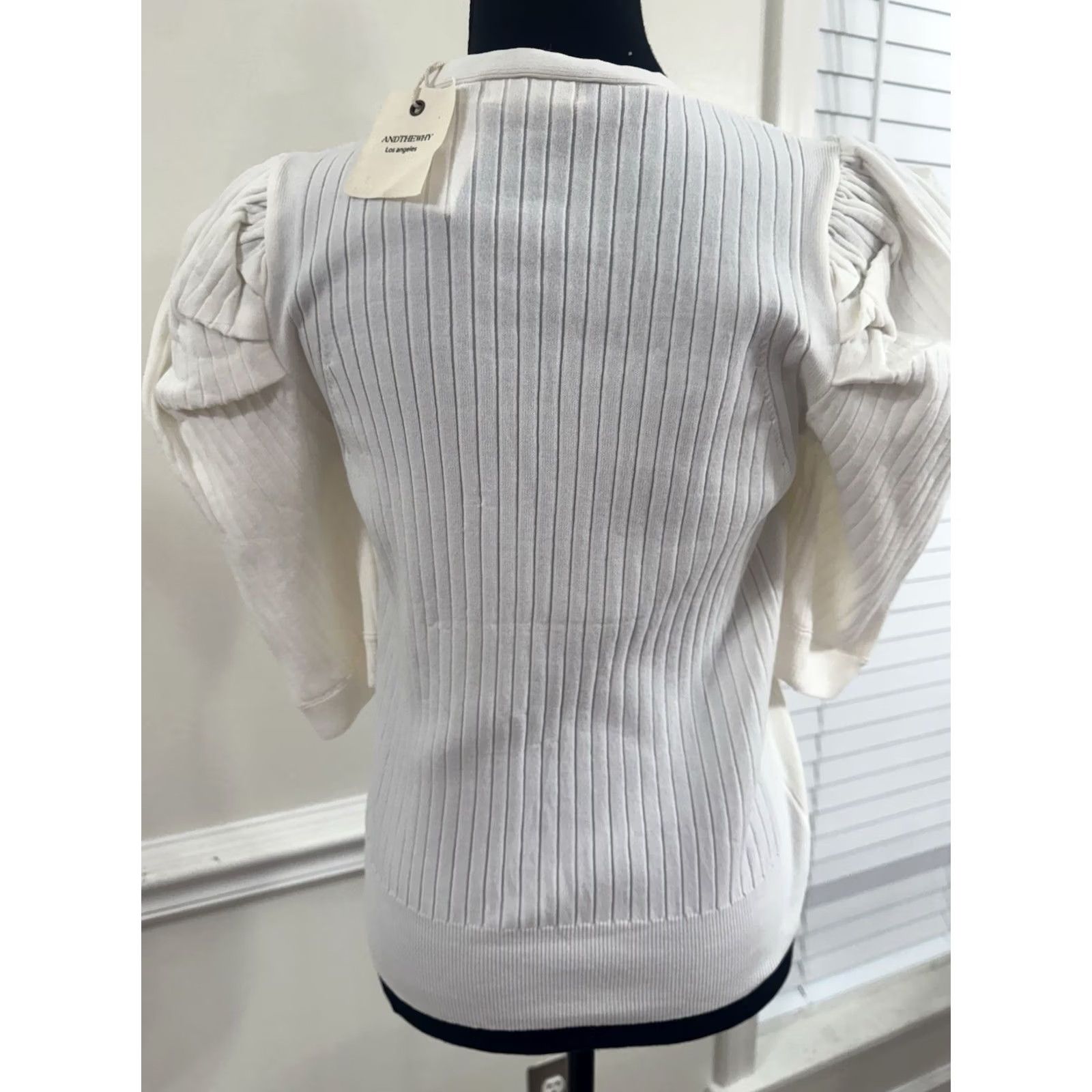 Doublet And The Why Sweater Womens 1X/2X White Double Layered Ruffle Sleeves Top Size XL / US 12-14 / IT 48-50 - 2 Thumbnail