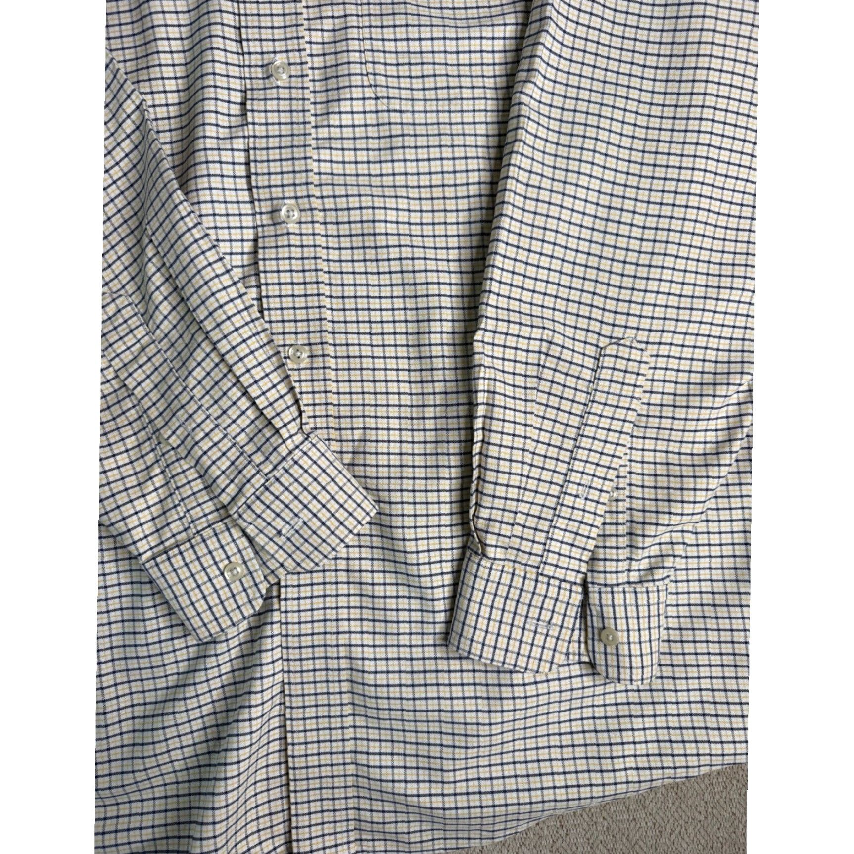 Vintage L.L.Bean Button-Down Shirt Plaid Long Sleeve Mens 17.5 Beige Wrinkle Resistant Pocket Classic Regular Size US XXL / EU 58 / 5 - 4 Thumbnail