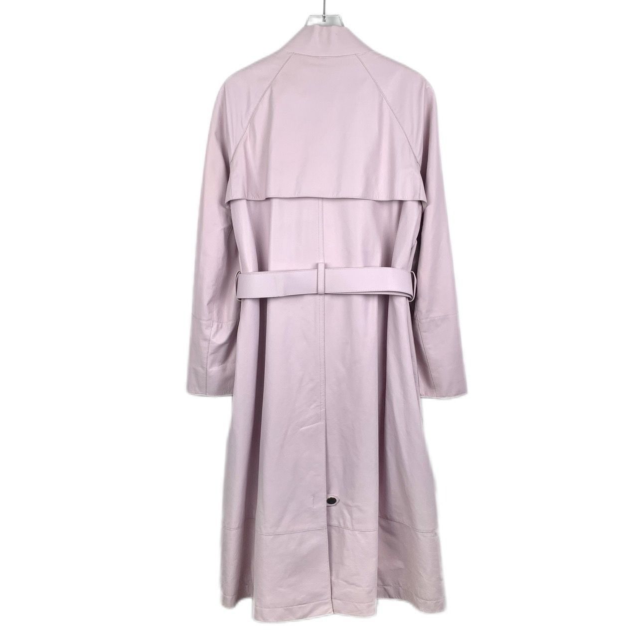 Hermès Paris Light Pink Leather & Silk Womens Long Trench Co