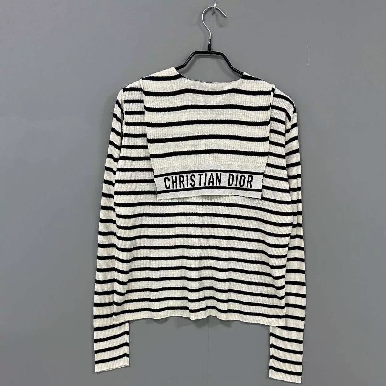 Dior Dior linen blend navy collar logo knit top size 38 Size S / US 4 / IT 40 - 3 Thumbnail