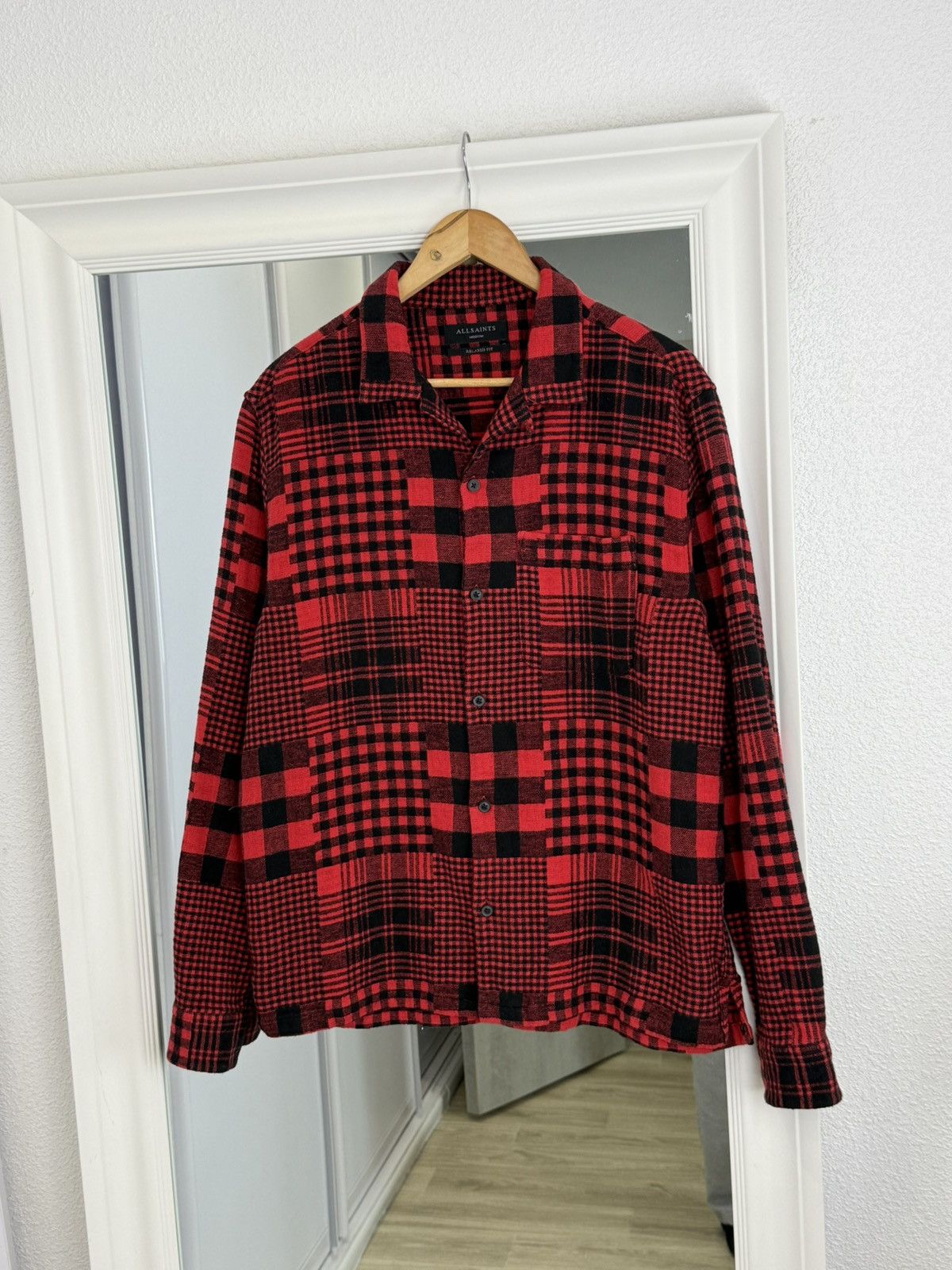 Allsaints Allsaints Brucker Shirt Plain Heavy Shirt Red/Black Size: M Size US M / EU 48-50 / 2 - 5 Thumbnail