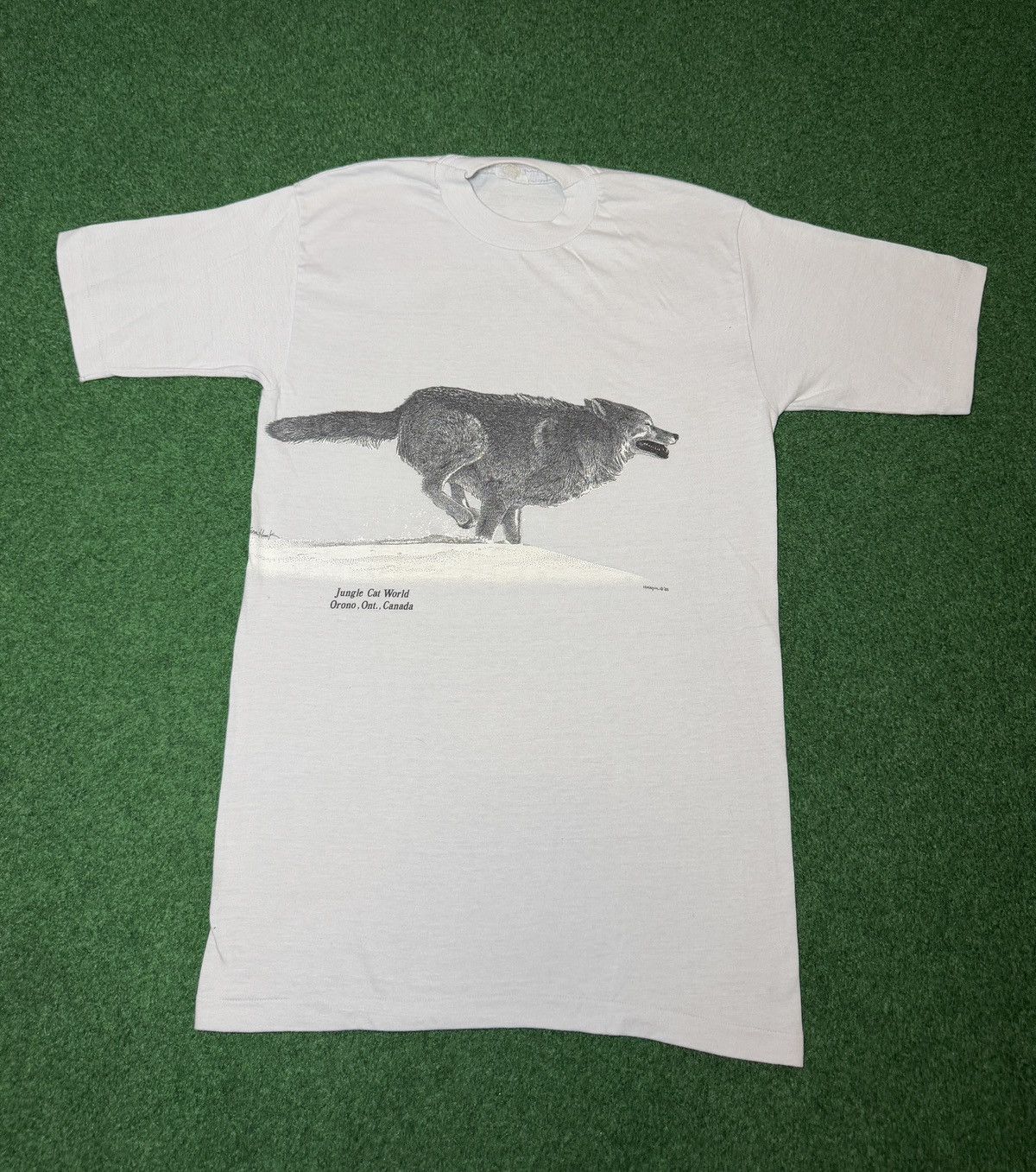 Vintage Vintage 80s Jungle Cat World Gray Wolf Canada Animal T Shirt Size US M / EU 48-50 / 2 - 1 Thumbnail
