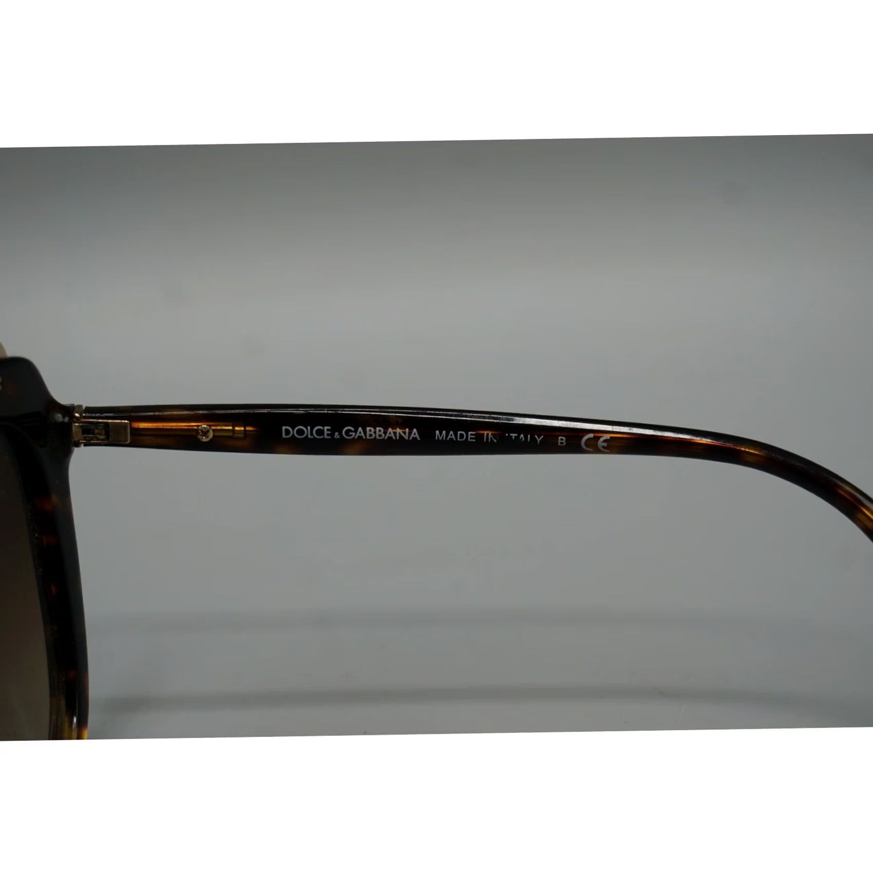 Dolce & Gabbana VINTAGE Dolce & Gabbana DG4304 Cat-Eye Sunglasses 57mm Italy — Scratched Gold Frame Womens 502/13 Havana Brown Gradient Size ONE SIZE - 4 Thumbnail
