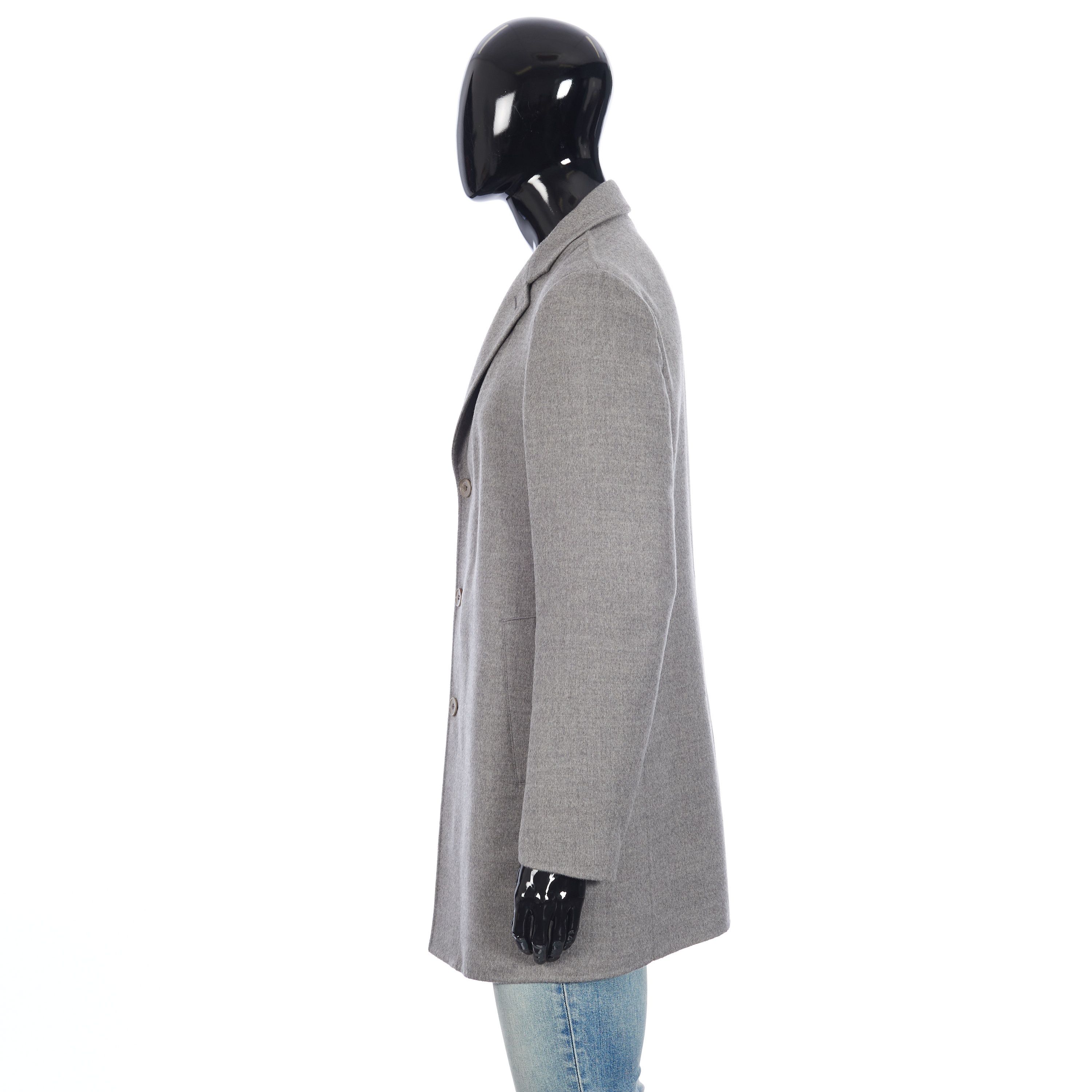 Single-Breasted Coat In Grey Double-Faced Cashmere
