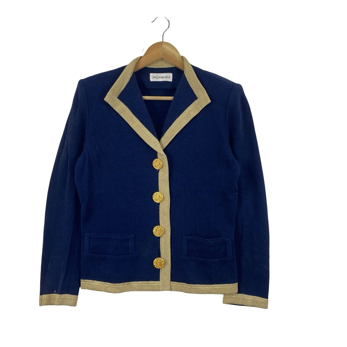 Yves Saint Laurent Vintage YVES SAINT LAURENT Trim Cropped Knit Blazer Jacket Size M / US 6-8 / IT 42-44 - 6 Thumbnail