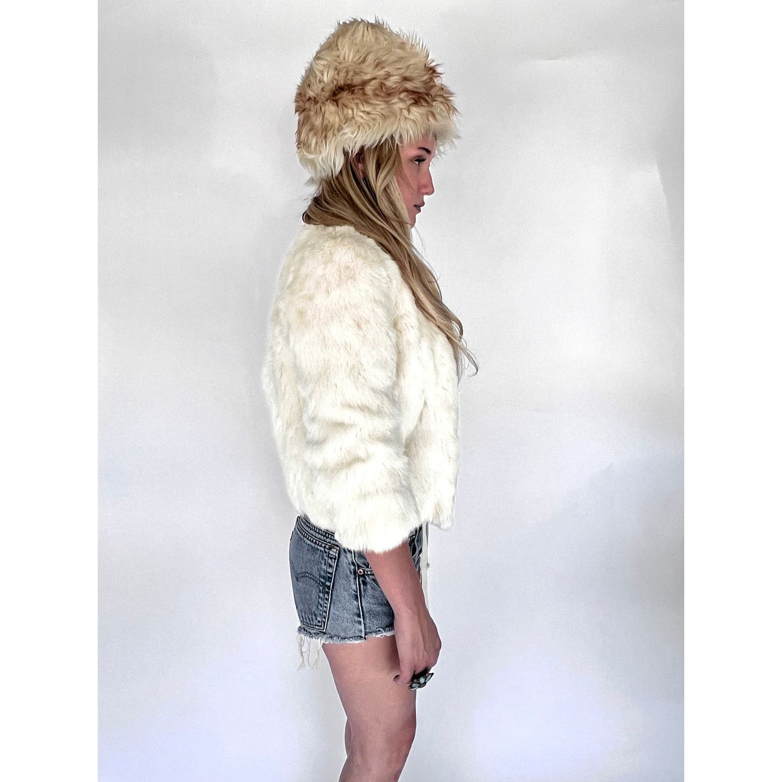 Vintage VTG 80s NIKI Plush Rabbit Fur Bomber Ivory Crop Jacket XS Size XS / US 0-2 / IT 36-38 - 7 Thumbnail