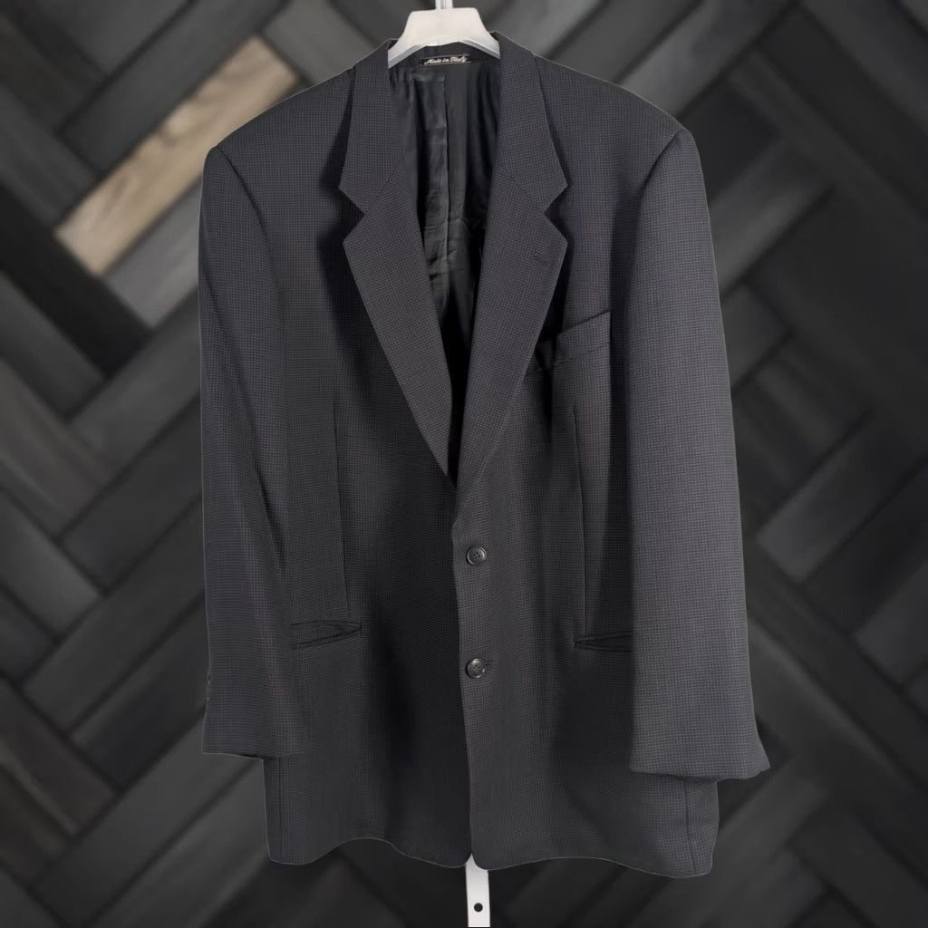Giorgio Armani VINTAGE Mani Giorgio Armani Sport Coat Blazer 44R Virgin Wool Micro Check Charcoal Gray Men Size 44R - 1 Thumbnail