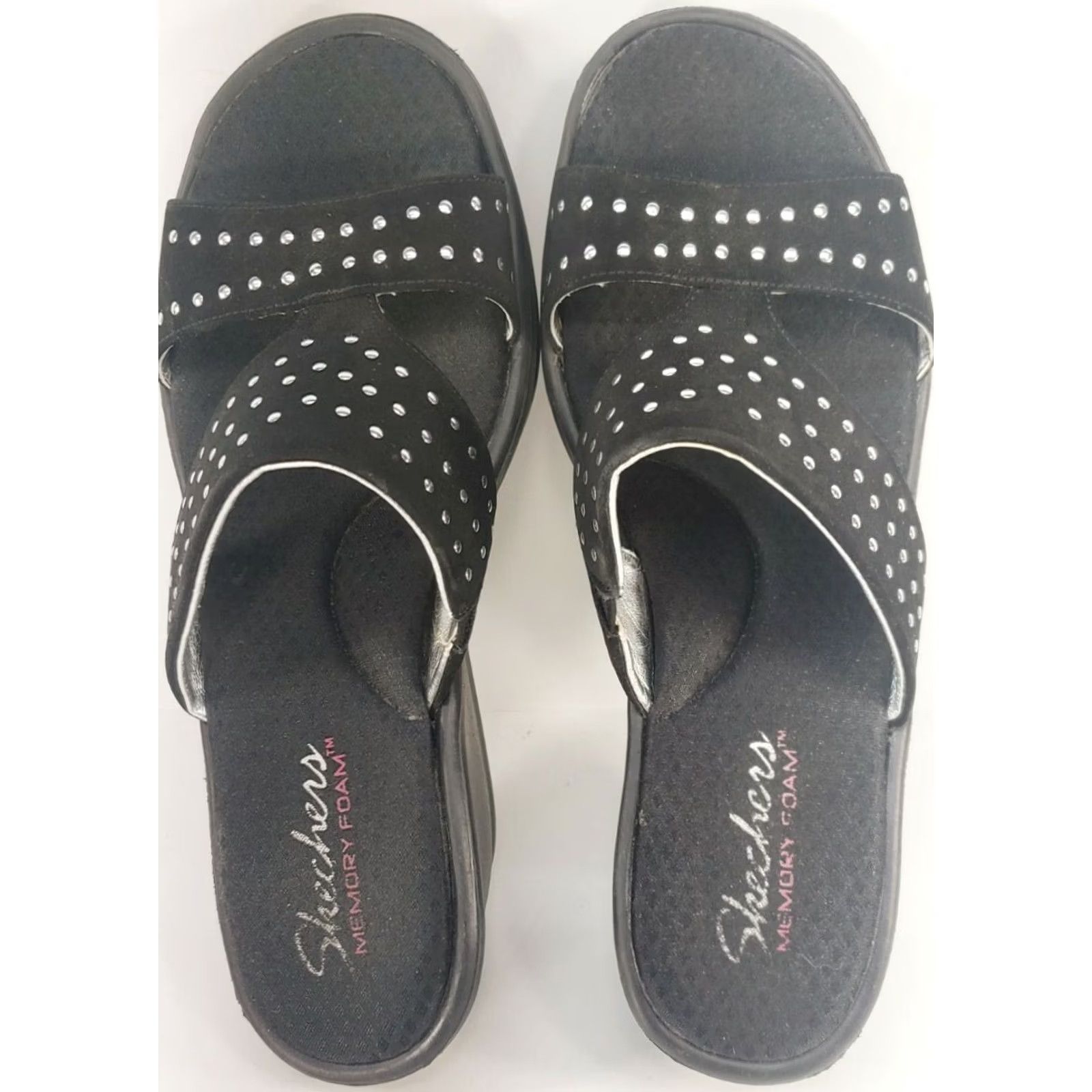 SKECHERS Skechers Cali Rumblers Wedge Sandals Women’s Size 9 Black Slip-On Casual Comfort Beading Size US 6 / IT 36 - 6 Thumbnail