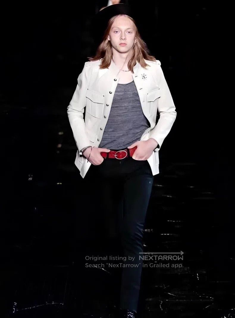 Saint Laurent Paris Saint Laurent Paris White Distressed Cowhide Four-Pocket L Size US L / EU 52-54 / 3 - 5 Thumbnail