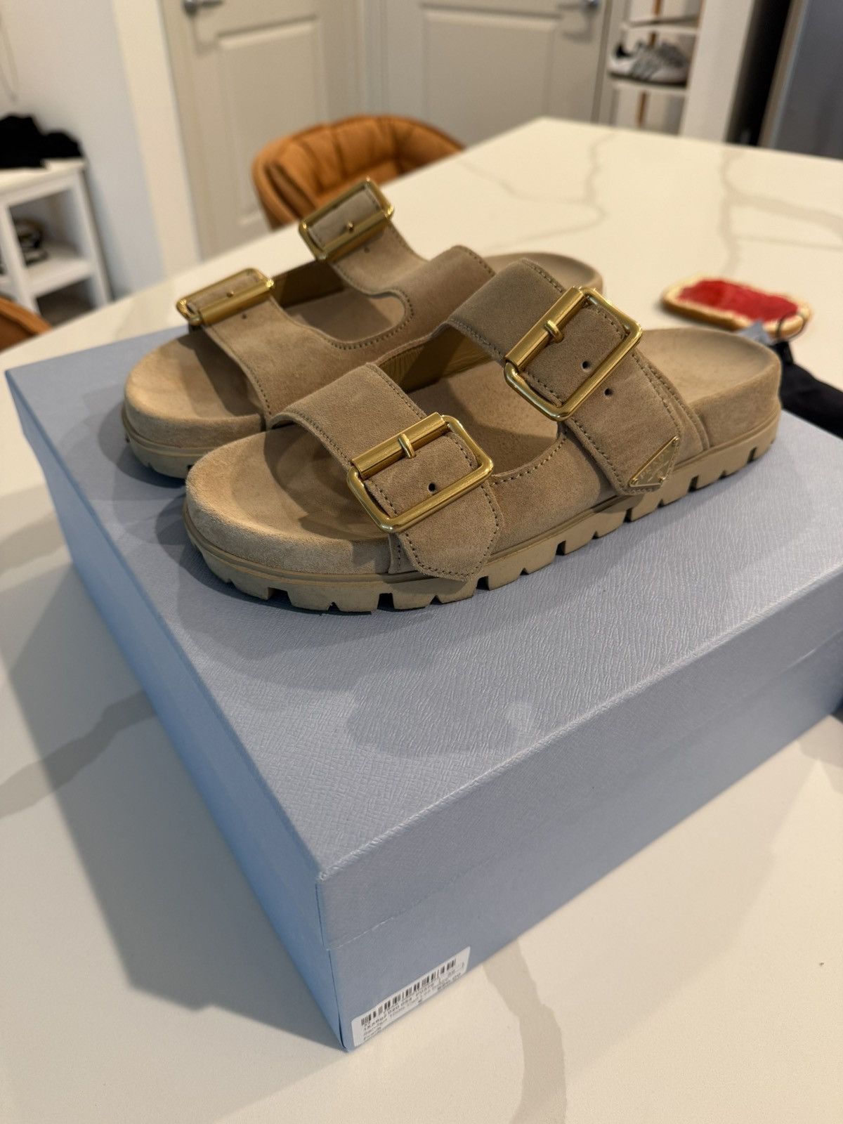 Prada Prada Suede Buckle Sandals Size US 8.5 / IT 38.5 - 6 Thumbnail