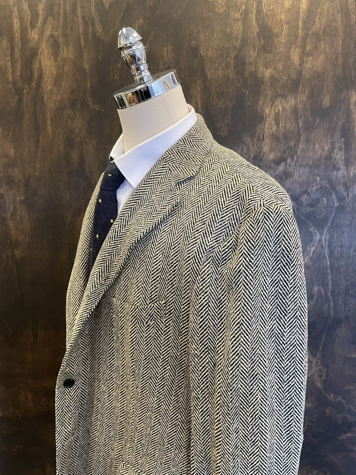 Polo Ralph Lauren × Vintage Silk Herringbone Tweed Jacket Size 48R - 2 Thumbnail