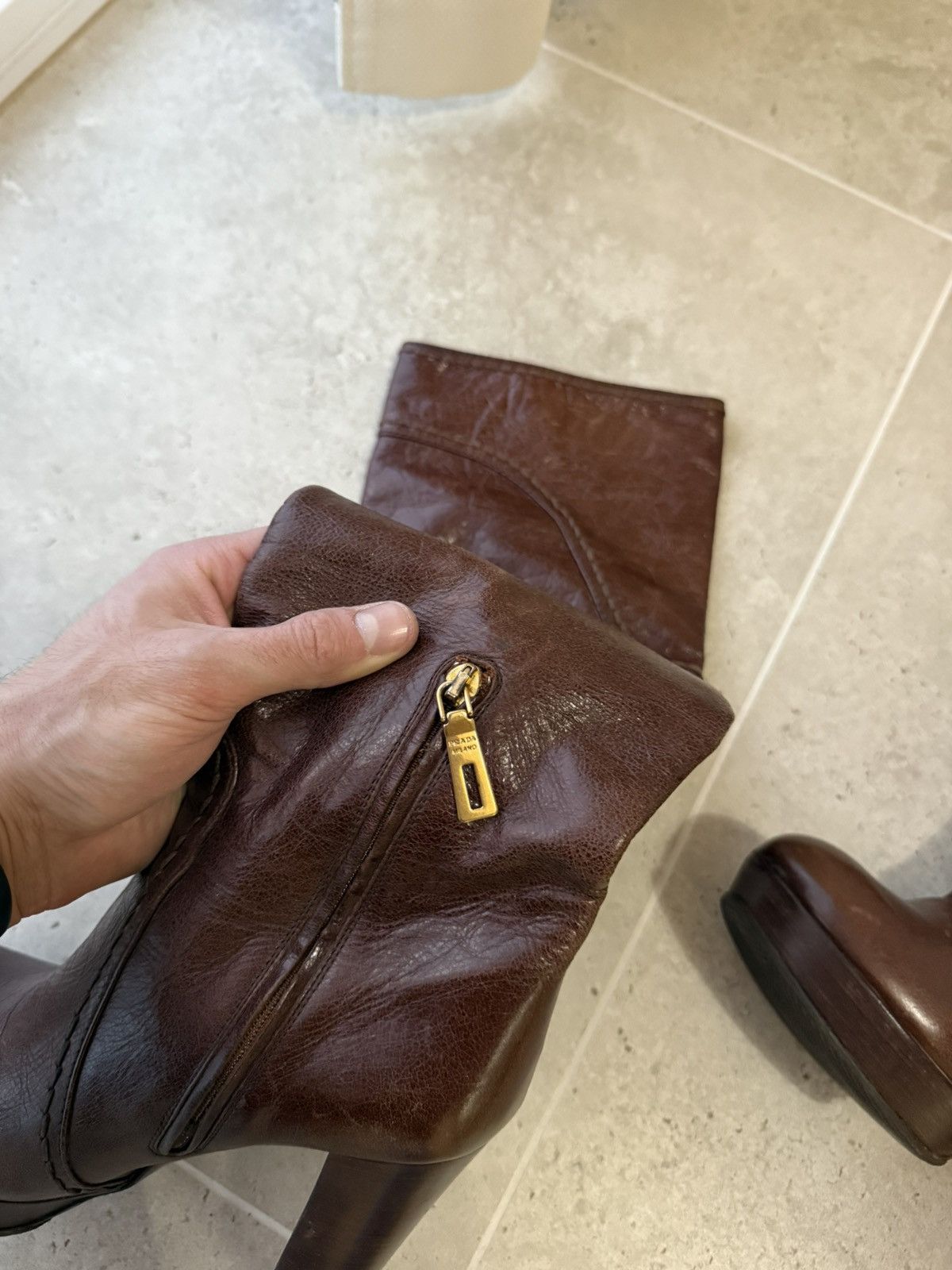 Prada Prada Leather Boots Brown Size US 8 / IT 38 - 15 Thumbnail
