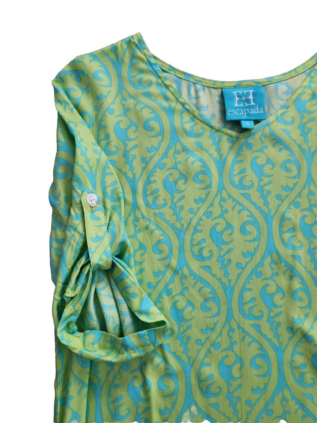 Designer Escapada Dress Small Green Blue 3/4 Sleeves Shift Summer Size S / US 4 / IT 40 - 3 Thumbnail