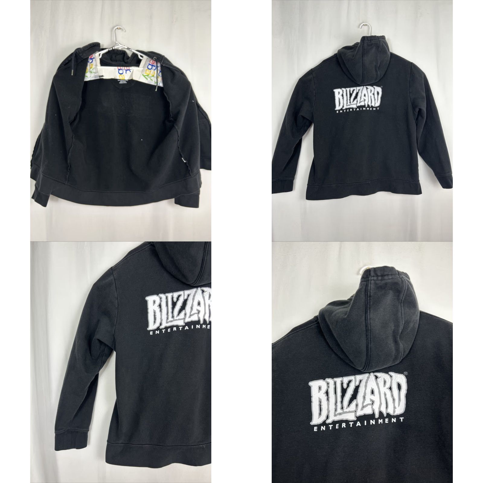 Vintage XL Blizzard Entertainment Zip Up Hoodie Men's Black Heather 80% Cotton 20% Poly Full Zip Hooded Pockets Logo Winter Fall Spring Size US XL / EU 56 / 4 - 8 Thumbnail