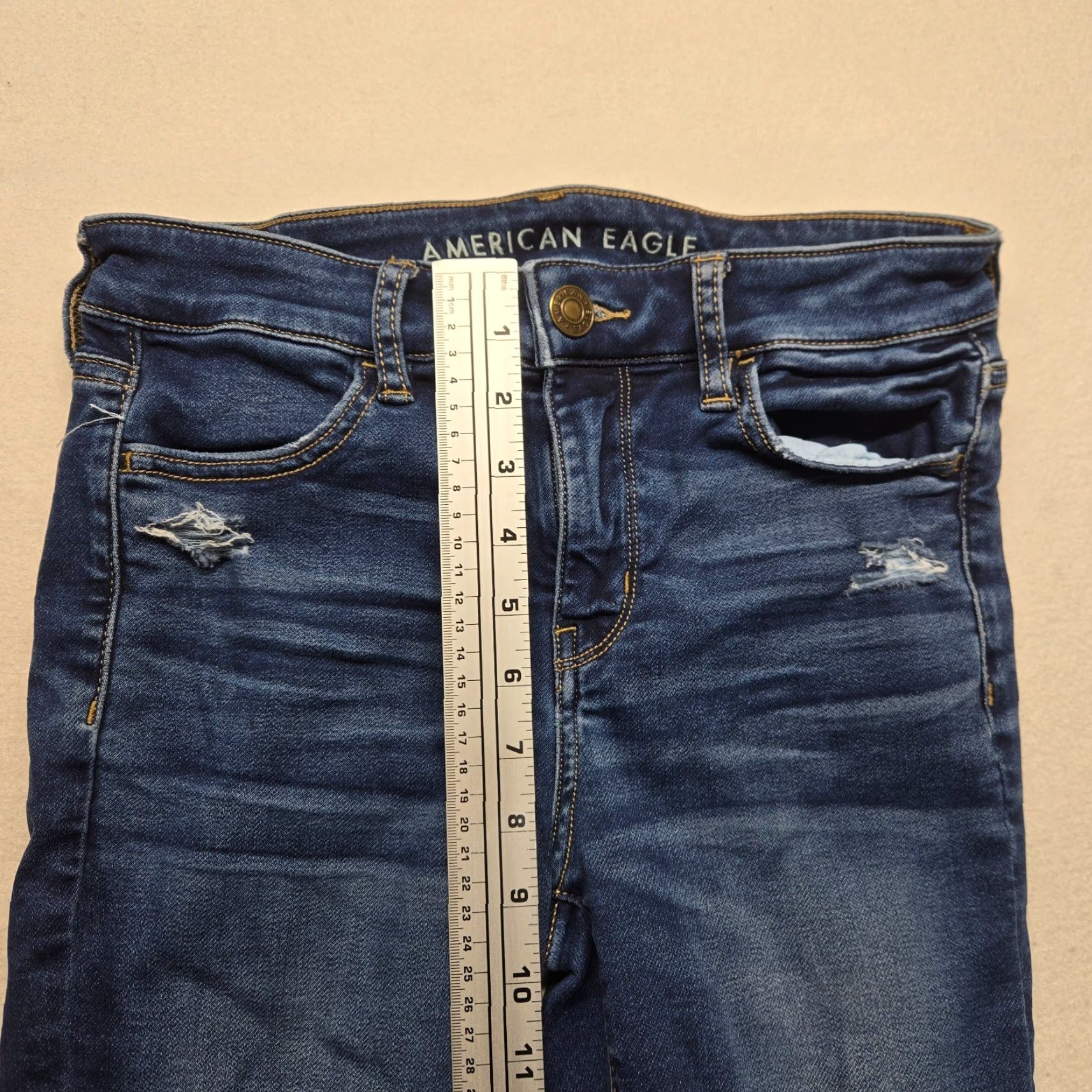 American Eagle Outfitters American Eagle Next Level Stretch Distressed Mid Rise Jegging Adult Women's 4 Size 27" / US 4 / IT 40 - 7 Thumbnail