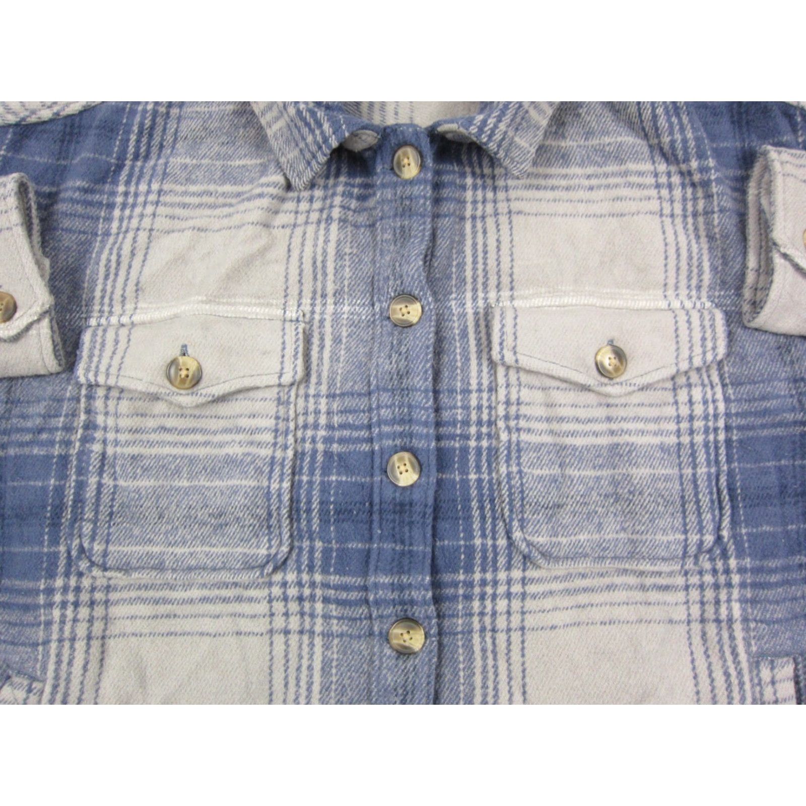 Vintage Aerie Shirt Womens L Blue Plaid Flannel Heavyweight Button Up Cotton Shirt Size L / US 10 / IT 46 - 3 Thumbnail