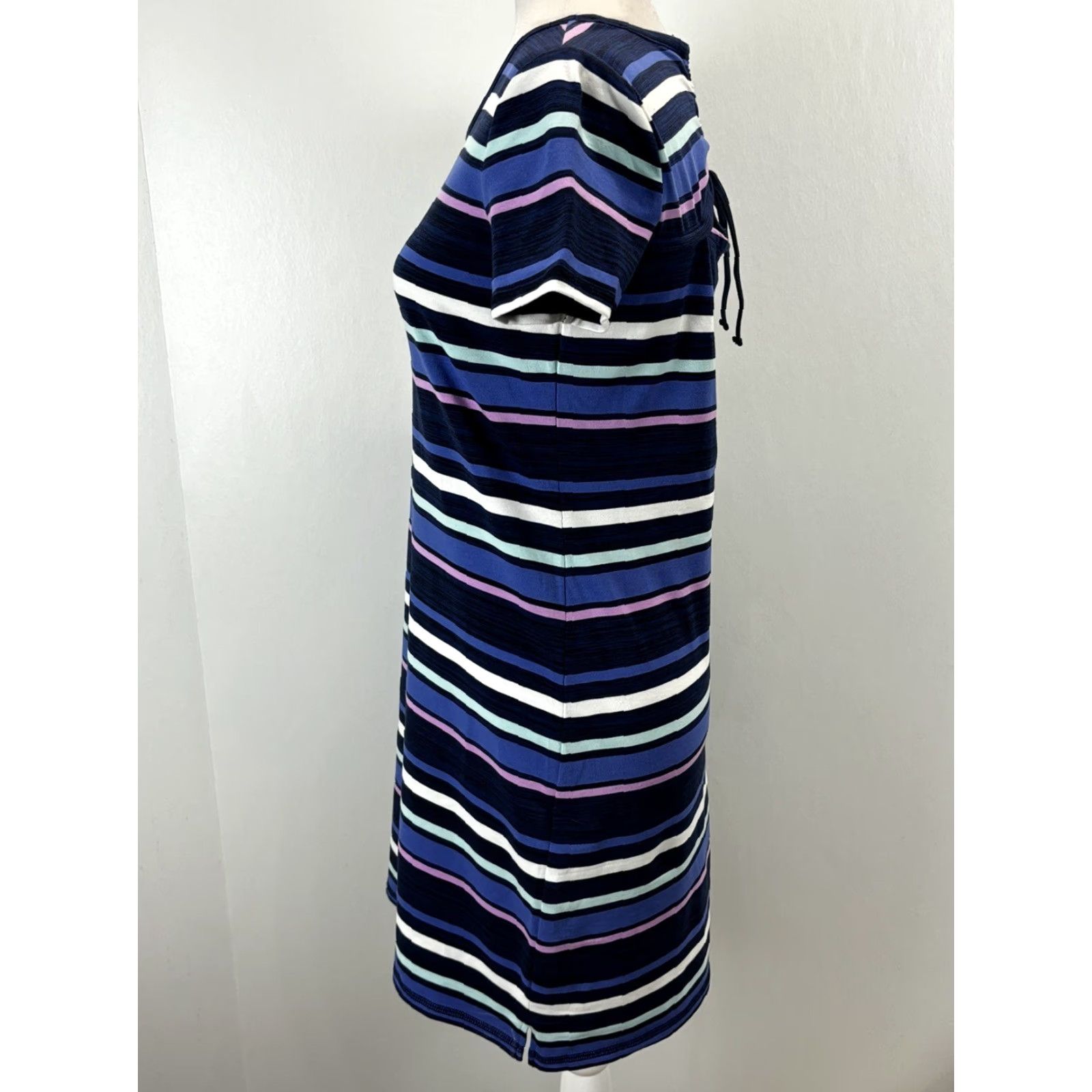 Talbots VINTAGE T By Talbots Striped Tshirt Dress P Petite VGUC Ruched Back Casual Shirt Dress Womens Size S / US 4 / IT 40 - 2 Thumbnail