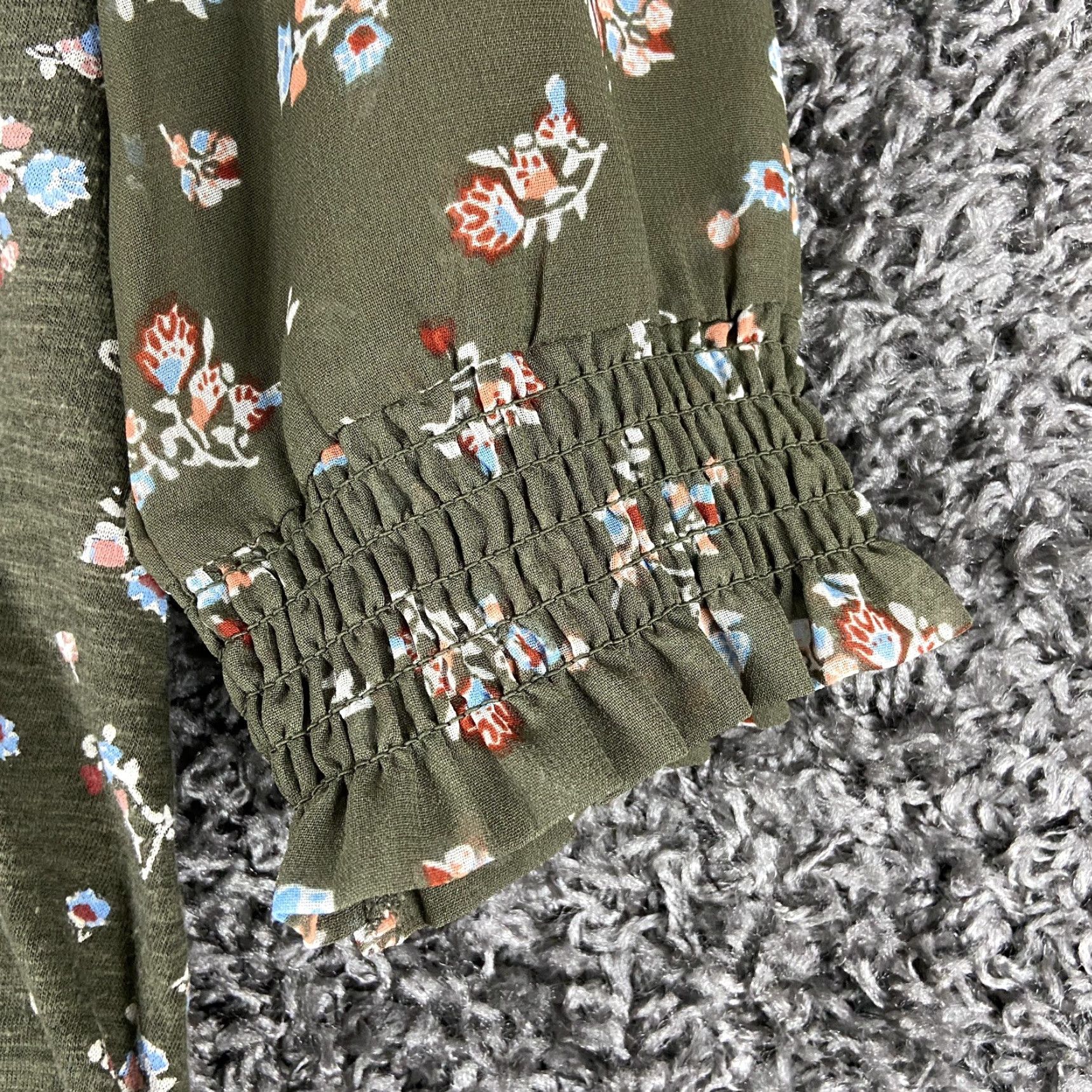 Lucky Brand Lucky Brand Blouse Women’s XS Sheer Sleeves Floral Pattern Multicolored Size XS / US 0-2 / IT 36-38 - 3 Thumbnail