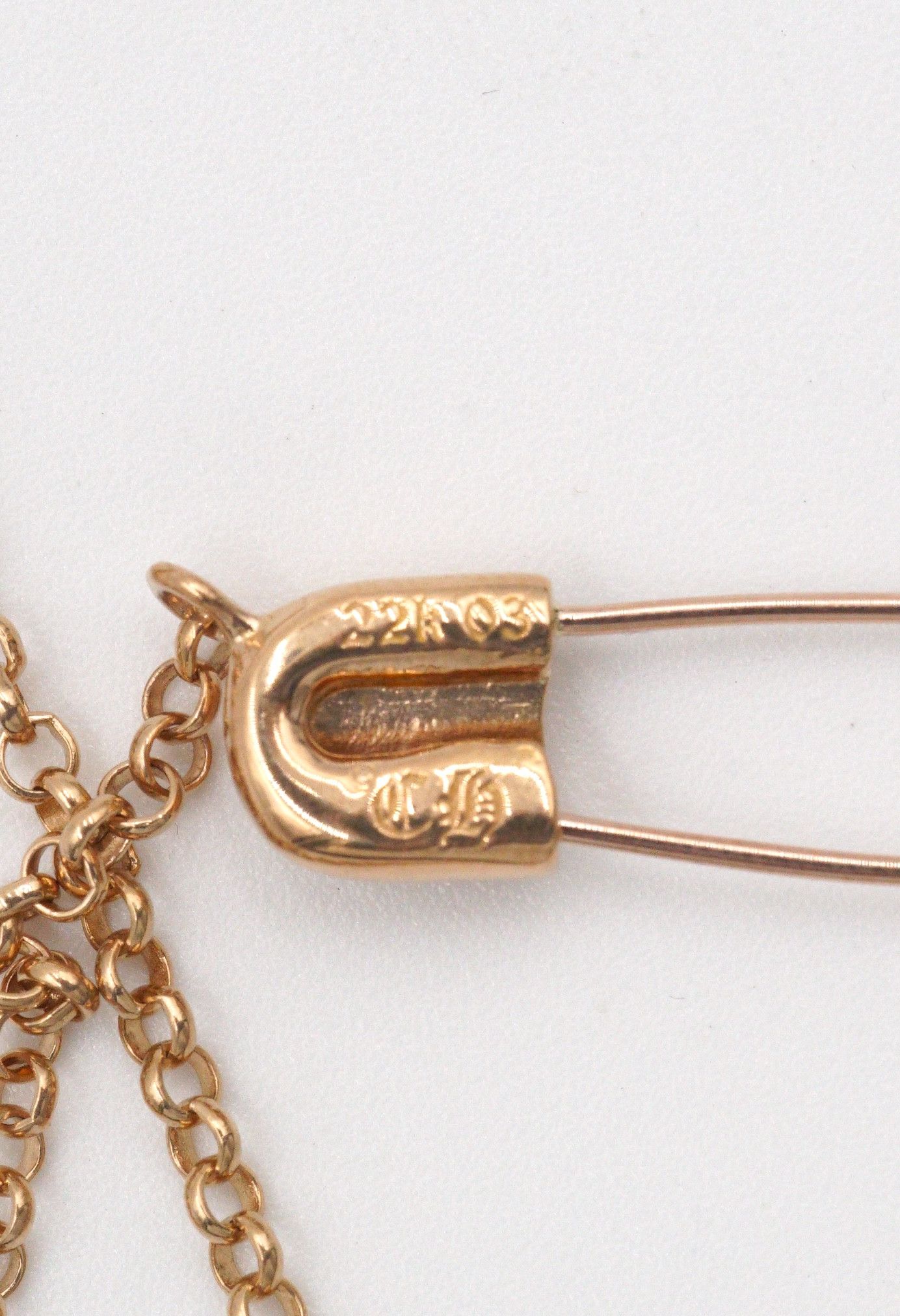 Chrome Hearts Chrome Hearts 22K Gold Emerald Safety Pin Necklace Size ONE SIZE - 8 Thumbnail