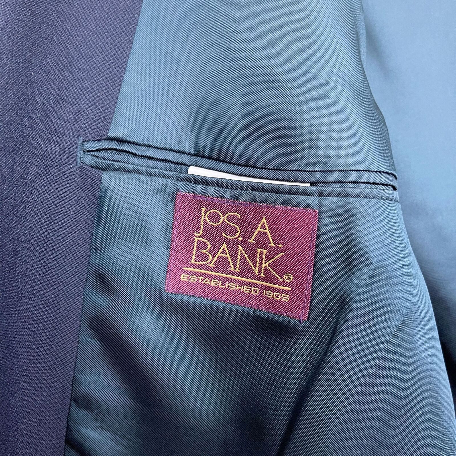 Jos. A. Bank Jos A Bank Kent Hopsack Blazer Navy Blue Gold Mens 46 Size 46L - 9 Thumbnail