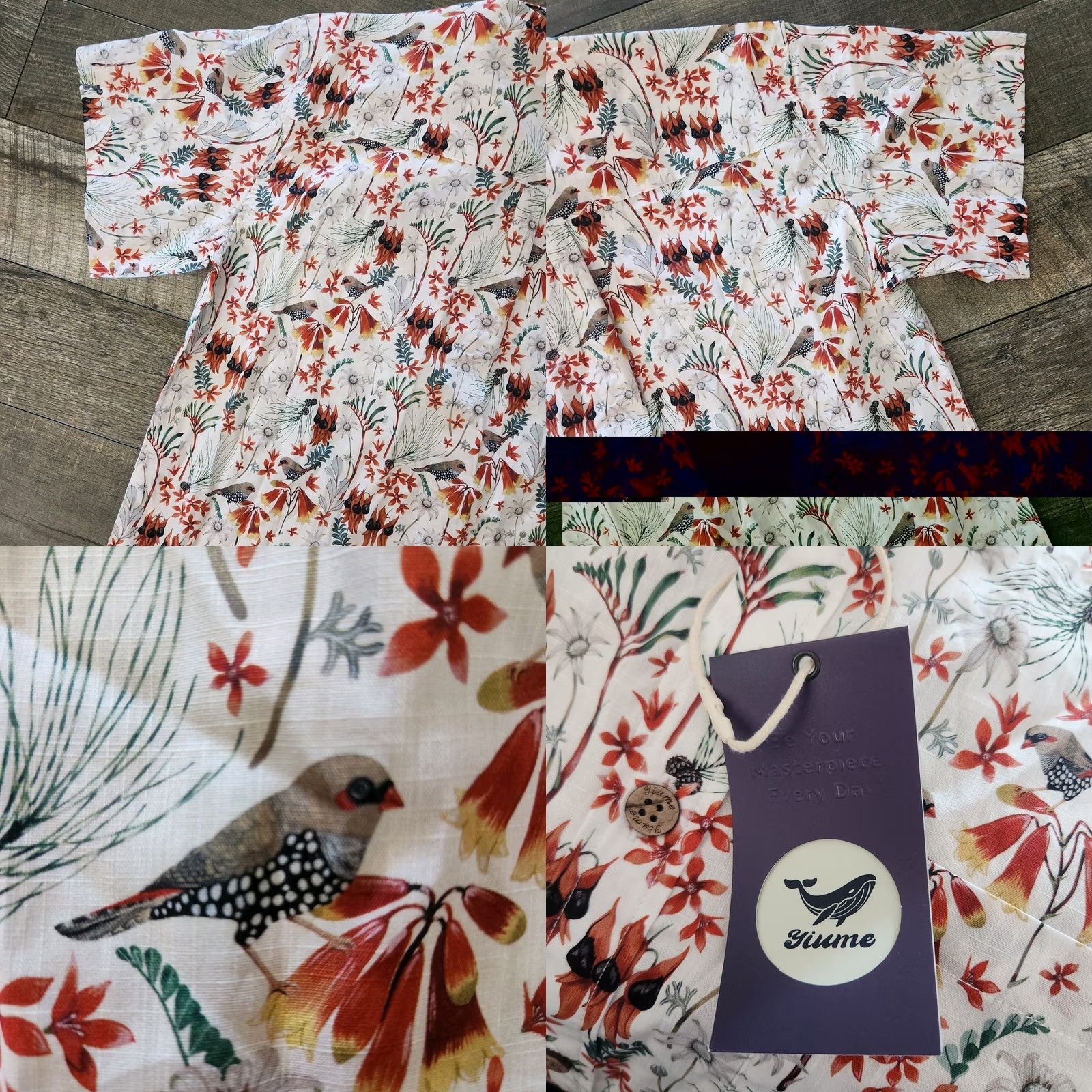 Vintage Yiume Hawaiian Shirt Mens Small Floral Bird AOP Cotton New Size US S / EU 44-46 / 1 - 9 Thumbnail