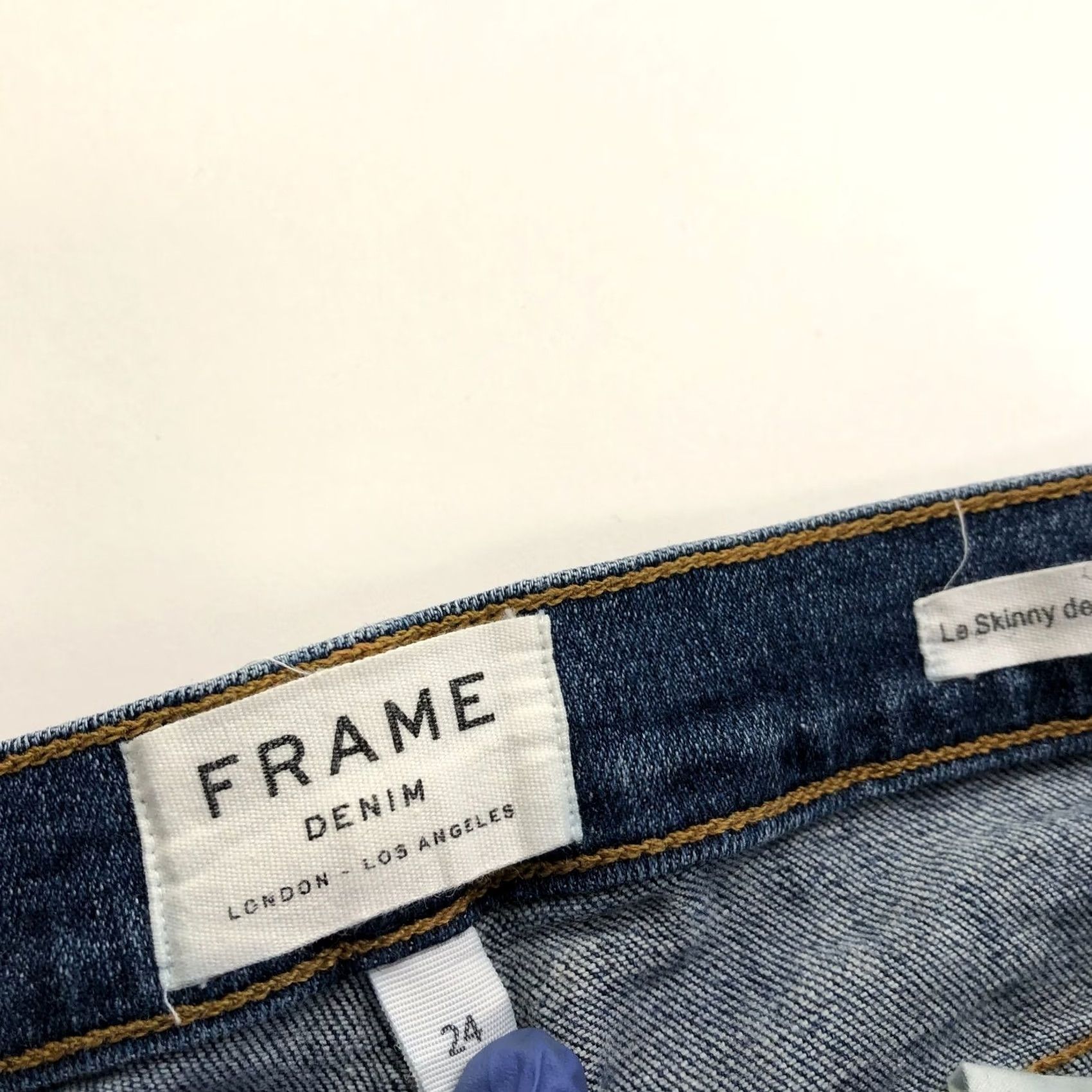 Frame FRAME Le Skinny De Jeanne Crop Jeans 24 Low Rise Raw Hem Cut Off Denim Womens Slim Fit 26 Inseam 25W 26L 5-Pocket Union Blue Jeans Size 42" / US 20 - 7 Thumbnail