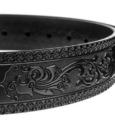 Other Mibuki x naga Retro black carved leather belt Size ONE SIZE - 4 Thumbnail