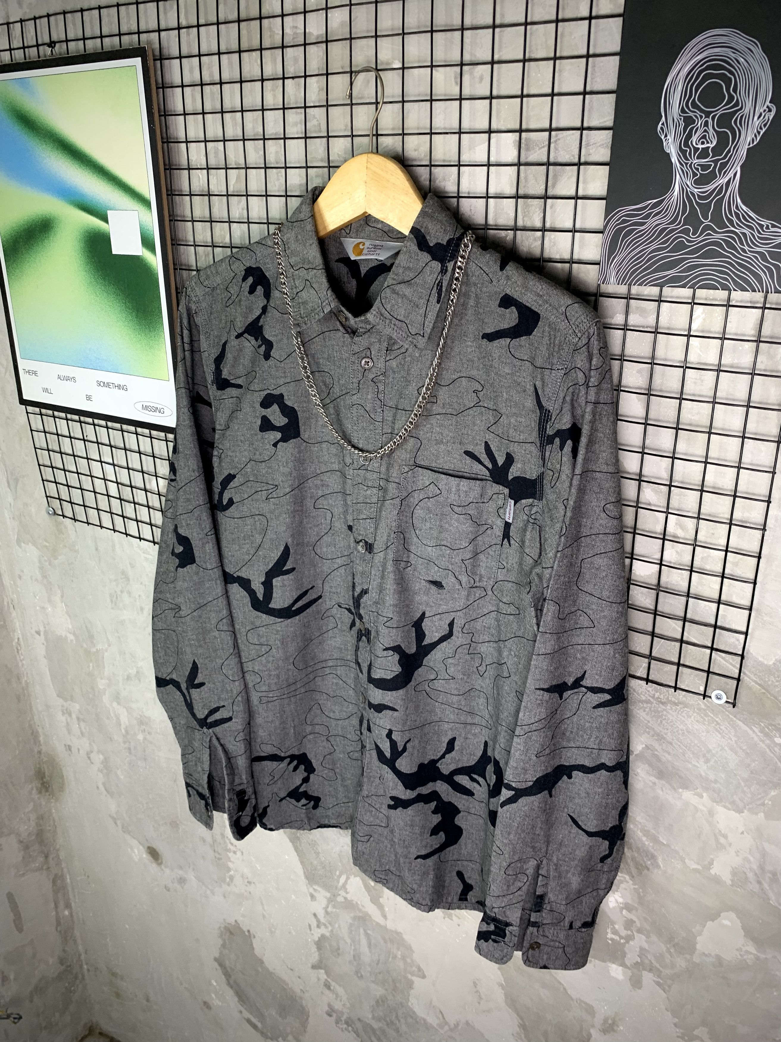 Carhartt Carhartt Bowie Long Sleeve Shirt Camo Lines Black Soot Rinse Size US M / EU 48-50 / 2 - 2 Thumbnail