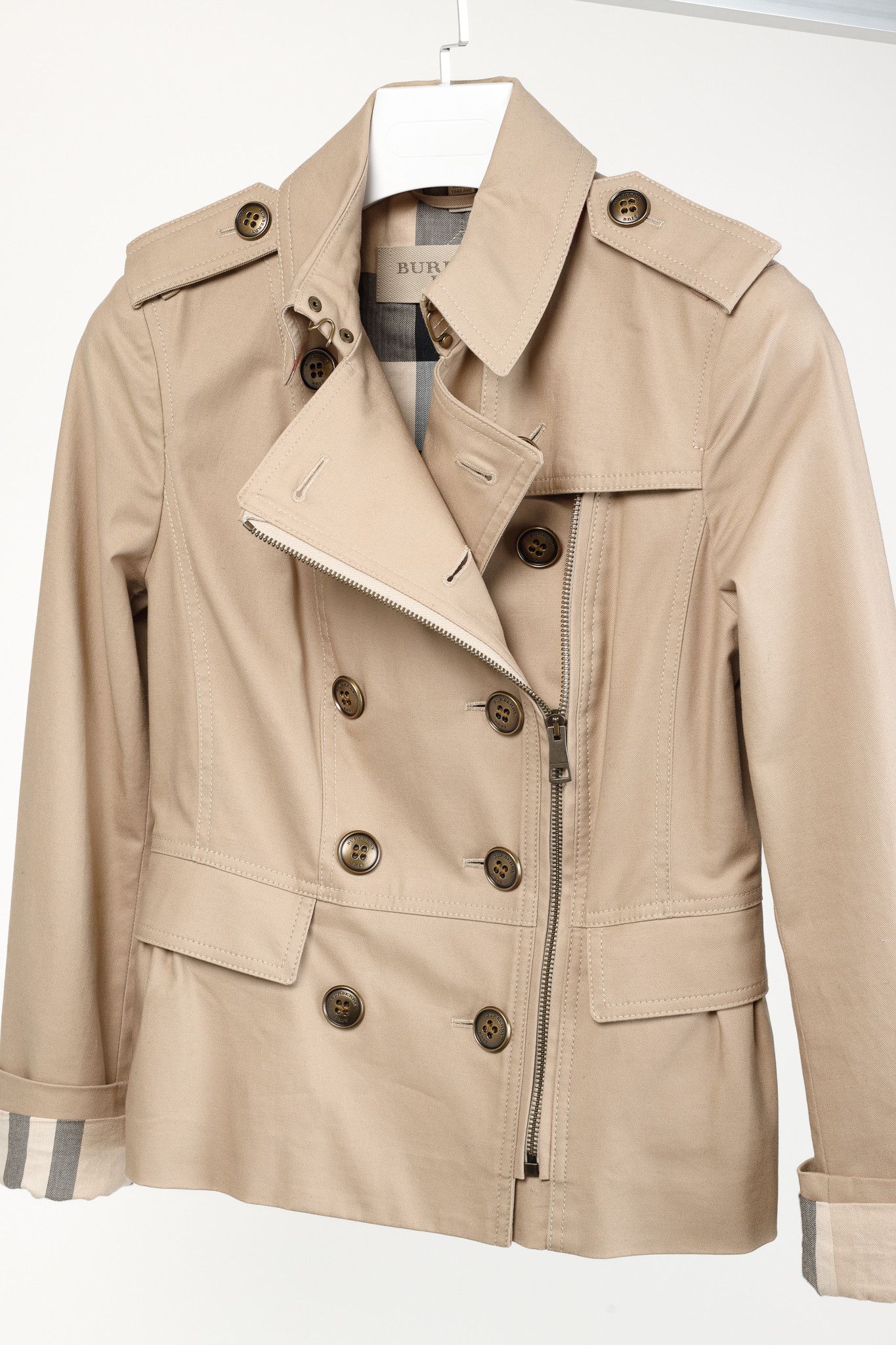 Burberry Burberry Brookleigh Tan Moto-Style Trench with Peplum Back Size S / US 4 / IT 40 - 6 Thumbnail