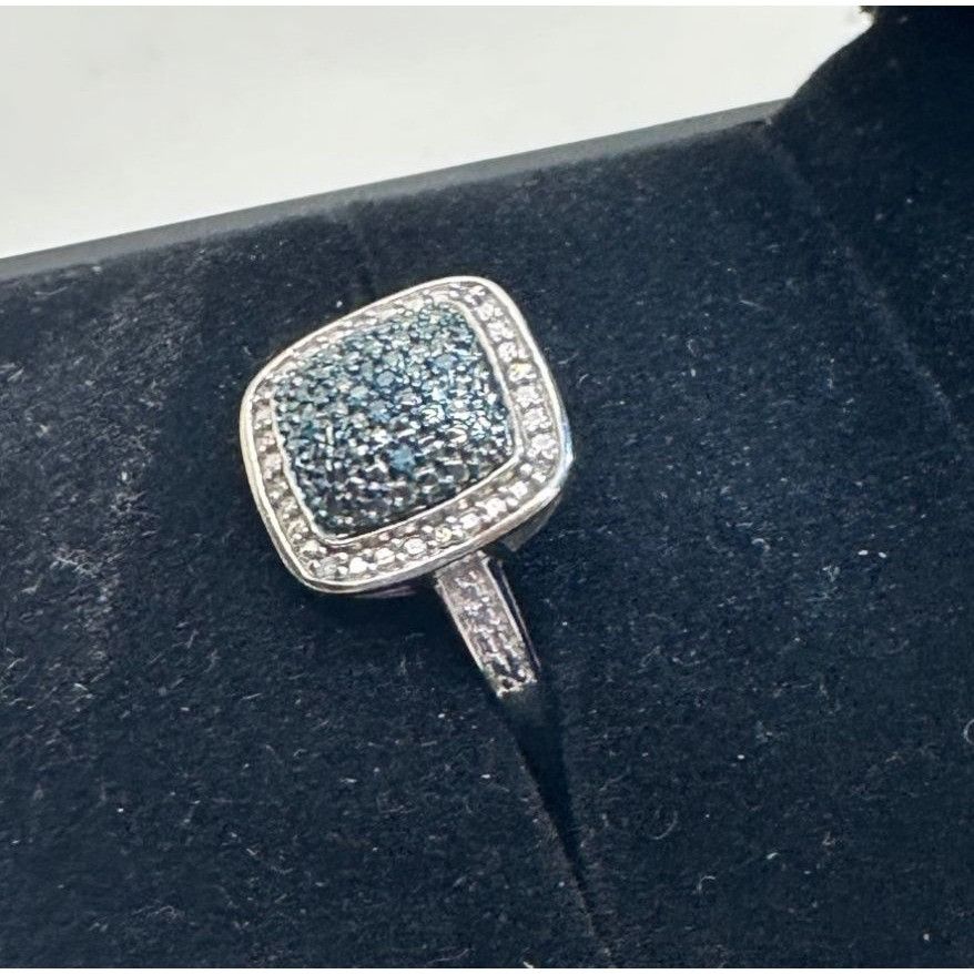 Other Genuine Cushion Cut Blue Diamond Ring Size 7 - Pretty with N Size ONE SIZE - 9 Thumbnail