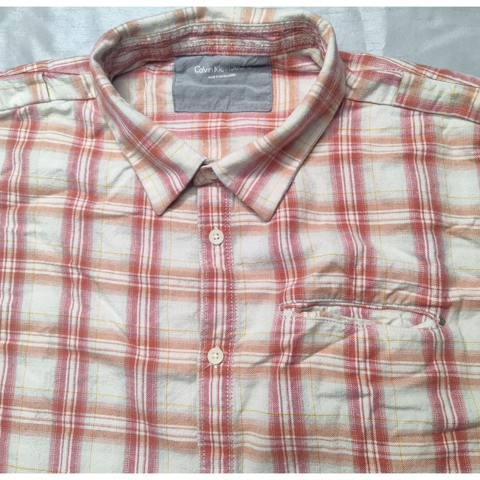 Vintage CALVIN KLEIN JEANS Button-Up Shirt Red Plaid 2XL Cotton Long Sleeve Men Size US XXL / EU 58 / 5 - 3 Thumbnail