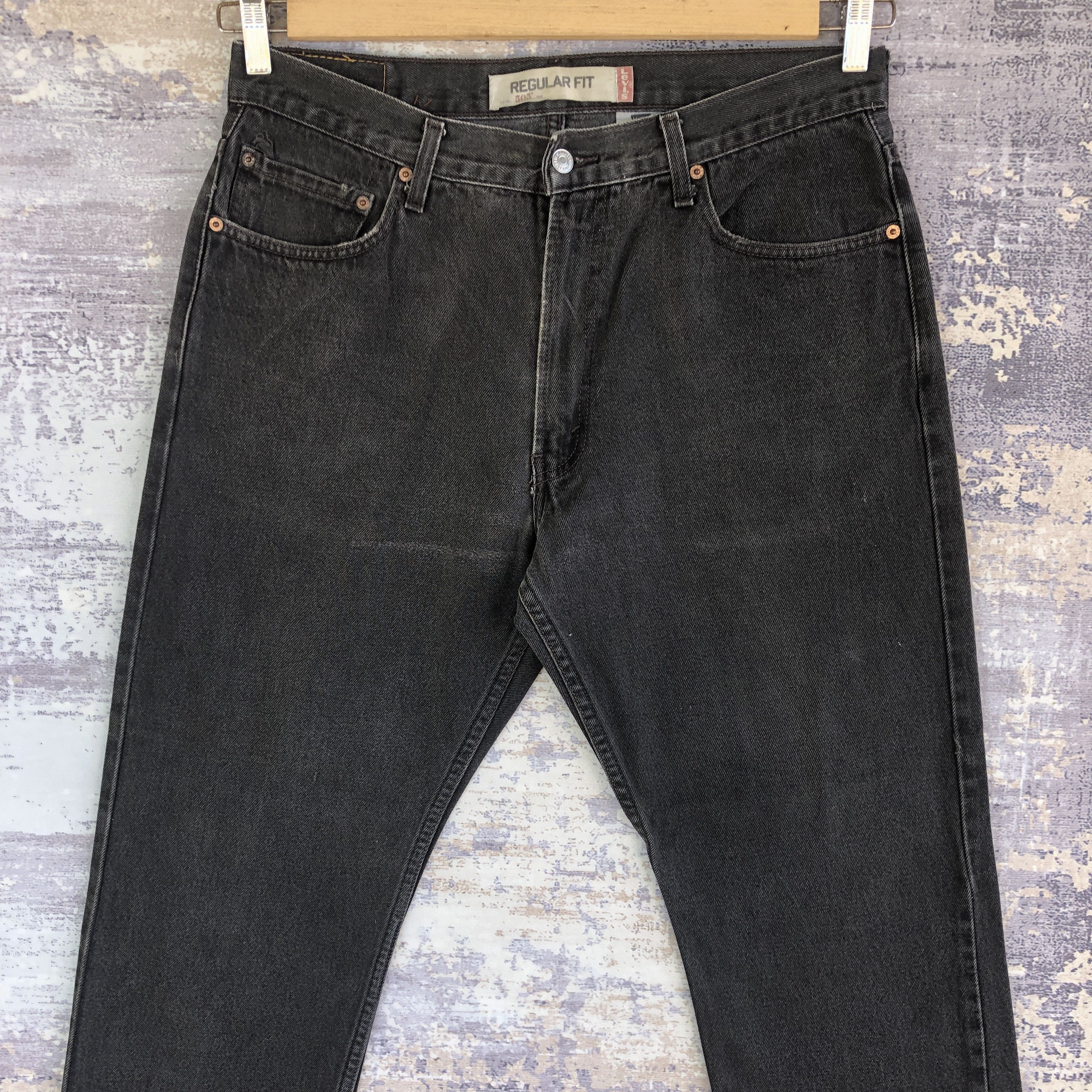 Levi's × Vintage Vintage Levis 505 Light Wash Jeans Levi's Faded Black Denim Size US 34 / EU 50 - 3 Thumbnail