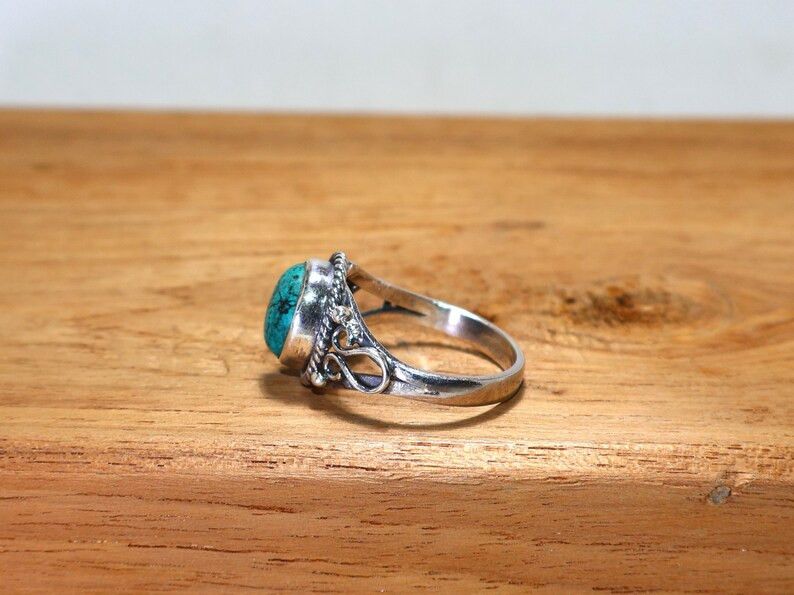 Handmade Turquoise Ring: Handmade 925 Silver, December Birthstone Size ONE SIZE - 6 Thumbnail