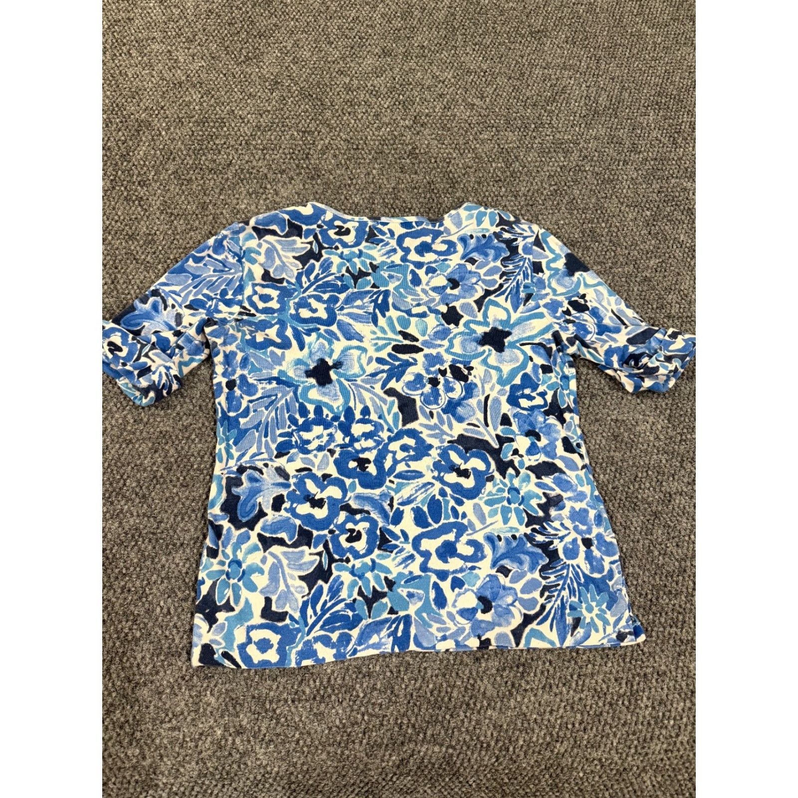 Ralph Lauren Lauren Ralph Lauren Blouse Womens L Blue Floral 3/4 Sleeve Lightweight Knit Cotton Shirt Regular Fit Womens Size L / US 10 / IT 46 - 7 Thumbnail
