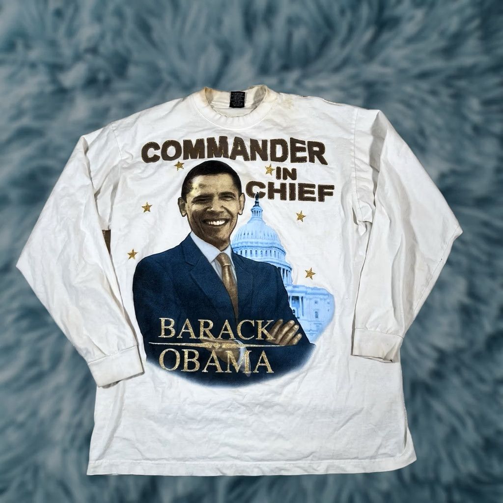 Vintage VINTAGE Barack Obama AOP T Shirt Commander In Chief Rap 3XL Mens White Size US XXL / EU 58 / 5 - 1 Thumbnail