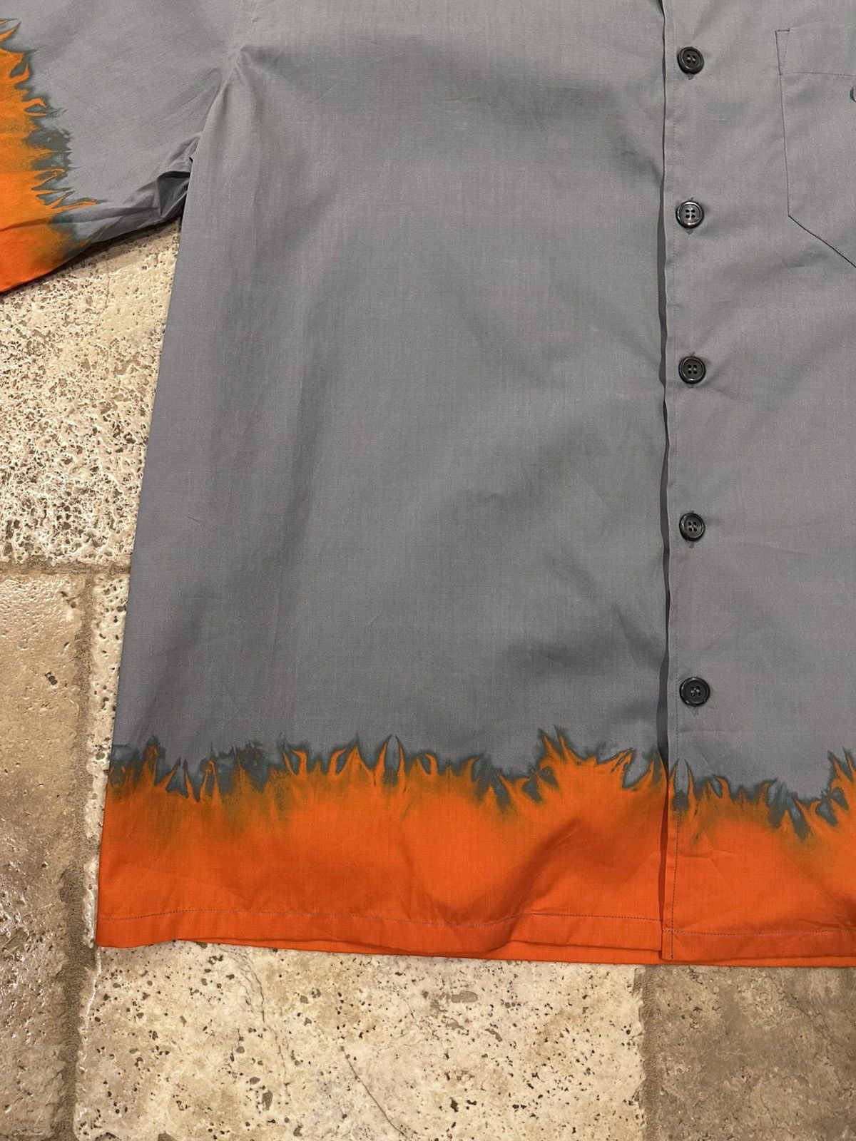 Prada Prada Grey / Orange Flames Tie-Dye Print Button Up Shirt Size US XXL / EU 58 / 5 - 4 Thumbnail