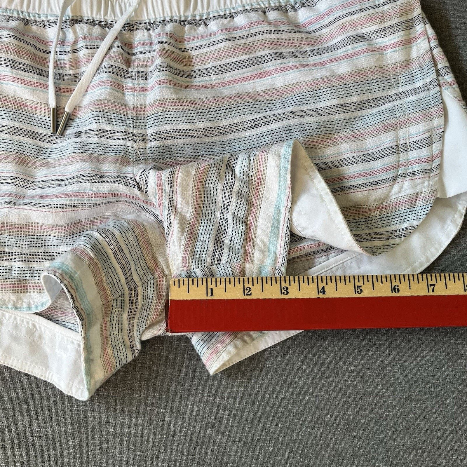 Athleta Athleta Cabo Beachside Shorts Women 8 Linen White Striped Size 30" / US 8 / IT 44 - 4 Thumbnail