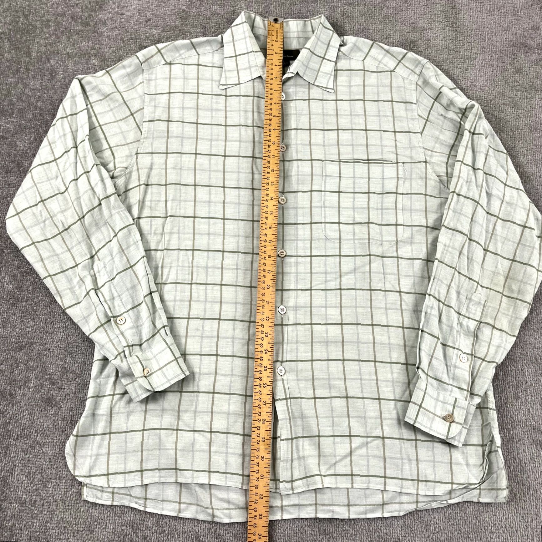 Ermenegildo Zegna ERMENEGILDO ZEGNA Shirt Men Large Sea Foam Green Button Up Long Sleeve Top Italy Size US L / EU 52-54 / 3 - 3 Thumbnail
