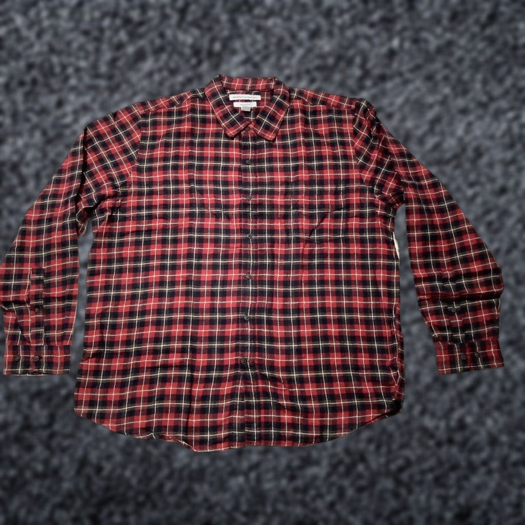Essentials Amazon Essentials Shirt Mens 2XL Slim Red Plaid Flannel Long Sleeve Button Up Size US XXL / EU 58 / 5 - 1 Thumbnail