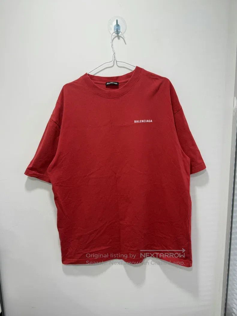 Balenciaga Red Letter Logo Short Sleeve Size L
