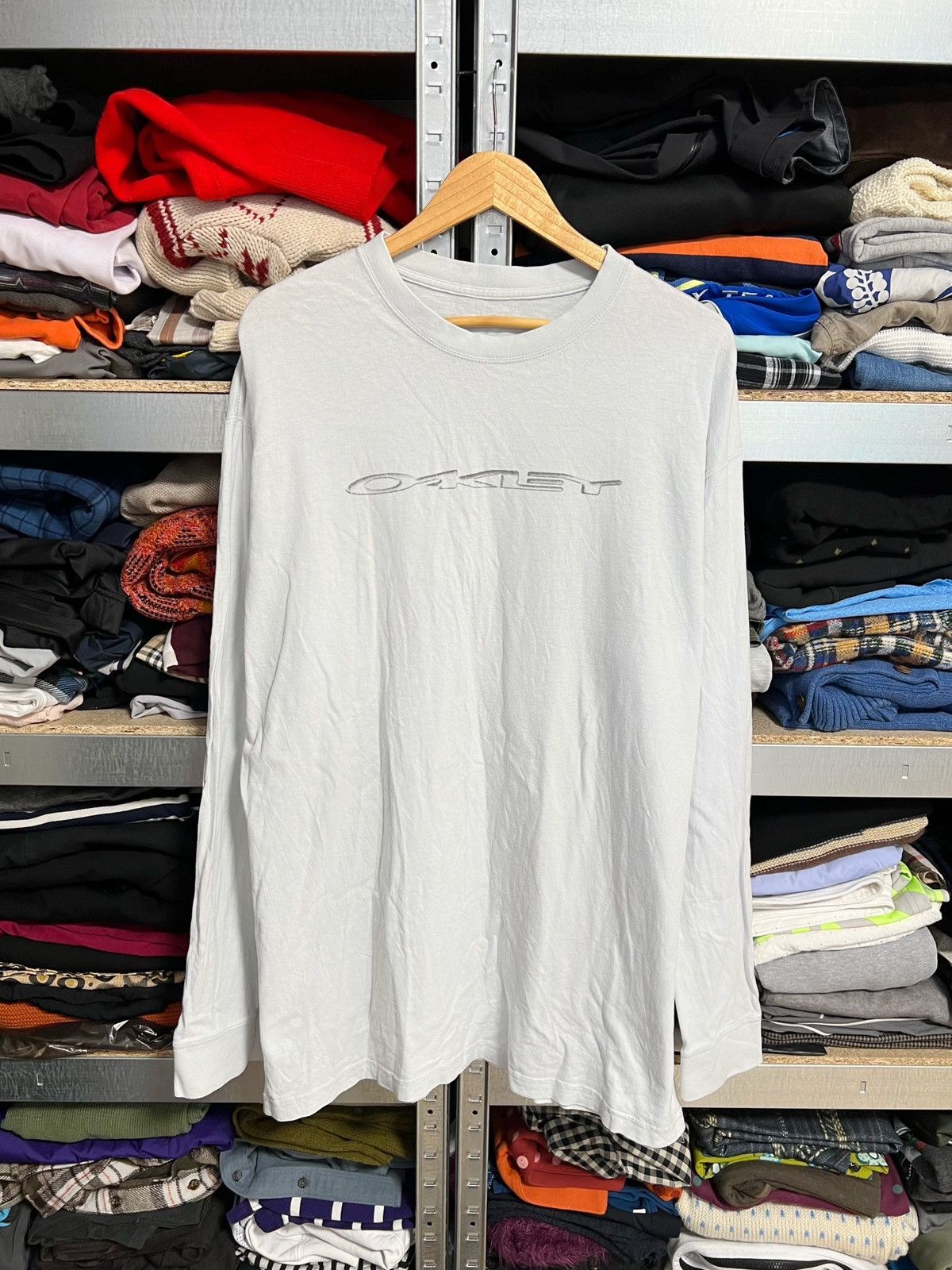 Oakley × Vintage Vtg Oakley Software Spell Out Big Logo T-Shirt Long Sleeve Size US XL / EU 56 / 4 - 1 Thumbnail