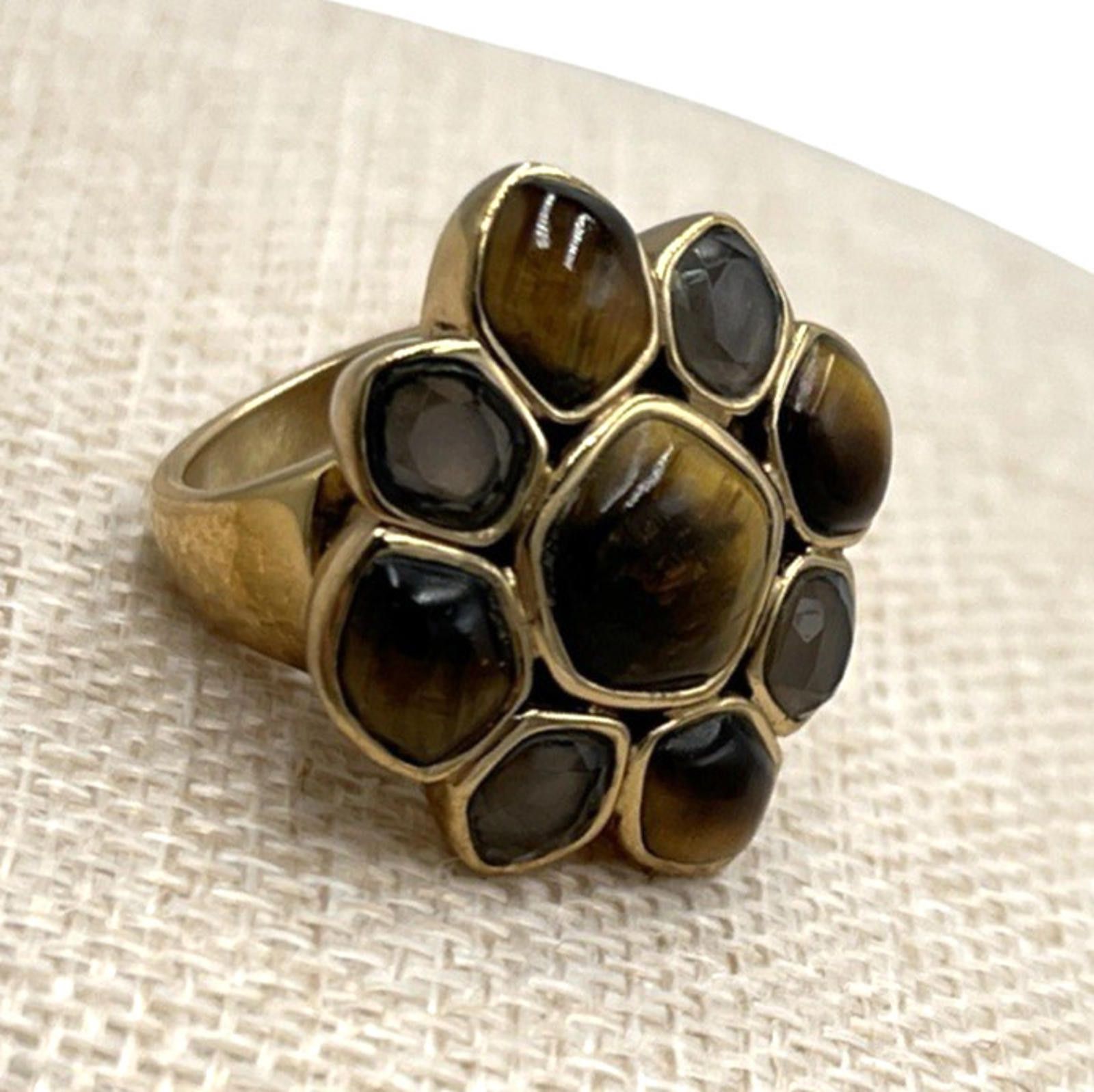 Other Barse Tiger's Eye Moonstone Chunky Yellow Gold Plated Ring Size ONE SIZE - 1 Thumbnail