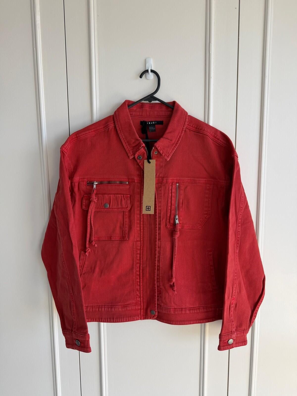 Ksubi new Ksubi womens oversized denim Jacket top small s 8 red m Size S / US 4 / IT 40 - 1 Thumbnail